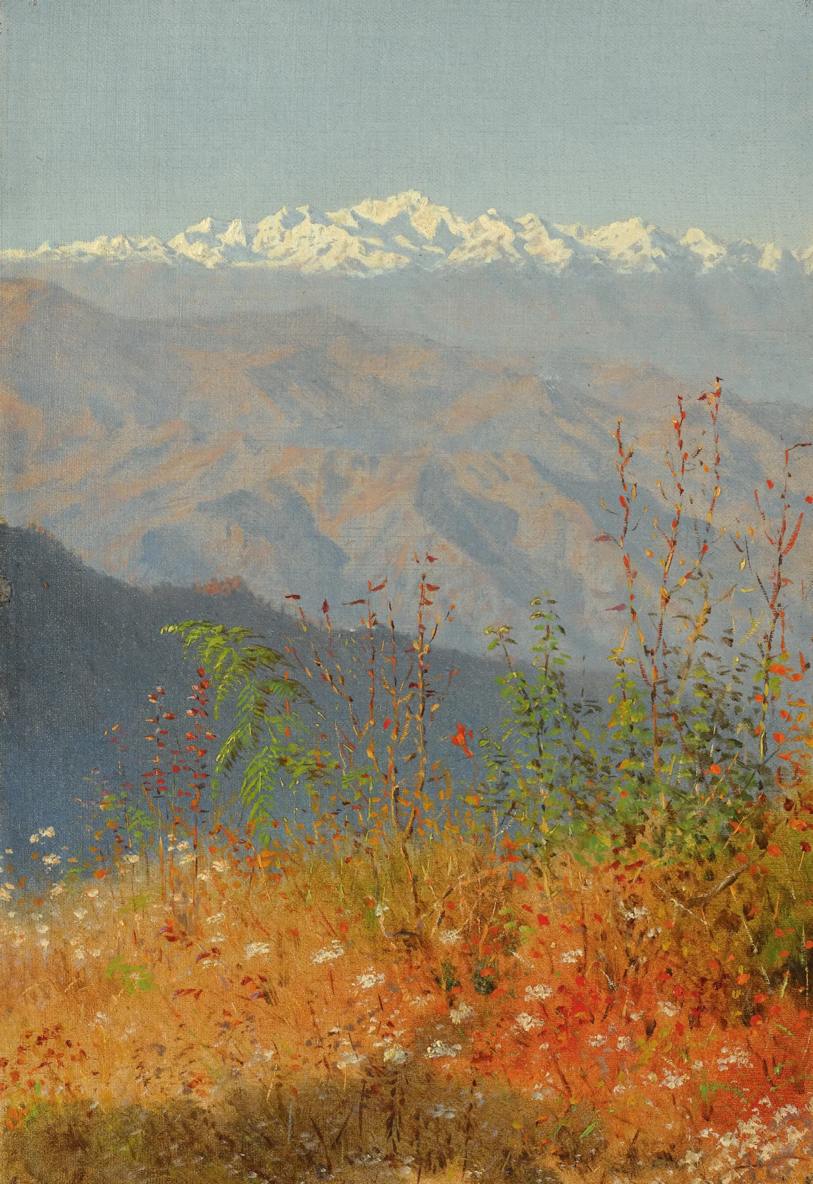 Sunset In The Himalayas Wall Art by Vasily Vereshchagin - Canvas Print