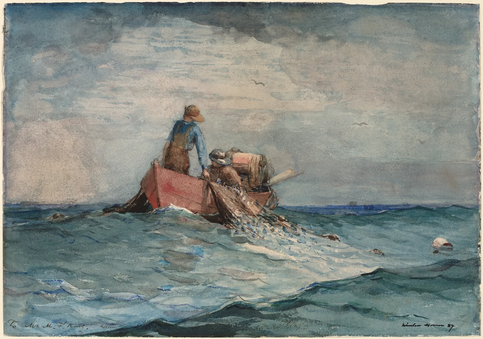 Hauling In The Nets Wall Art by Winslow Homer - Canvas Print