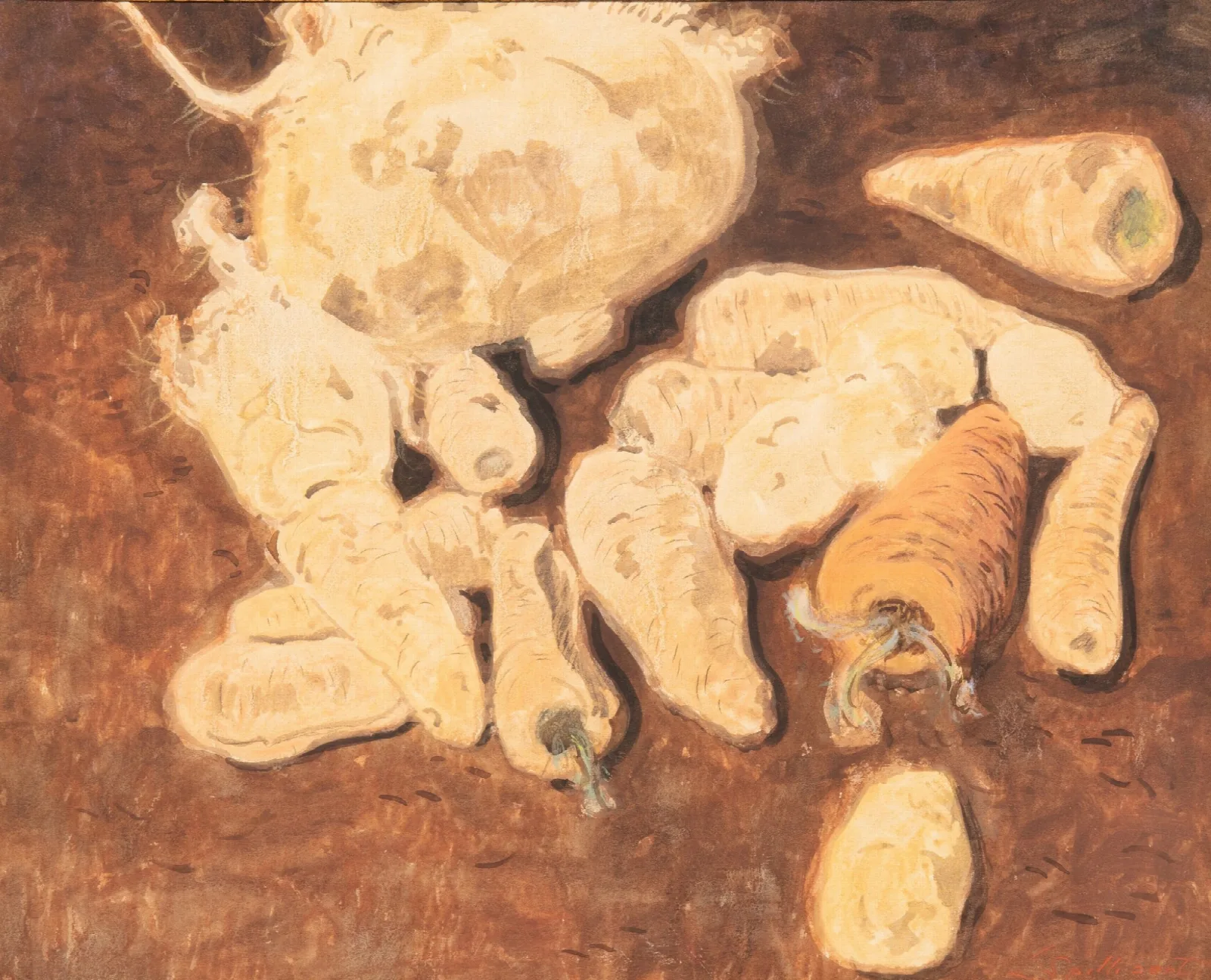 Nature Morte Aux Navets Et Carottes Wall Art by Léon Spilliaert - Canvas Print