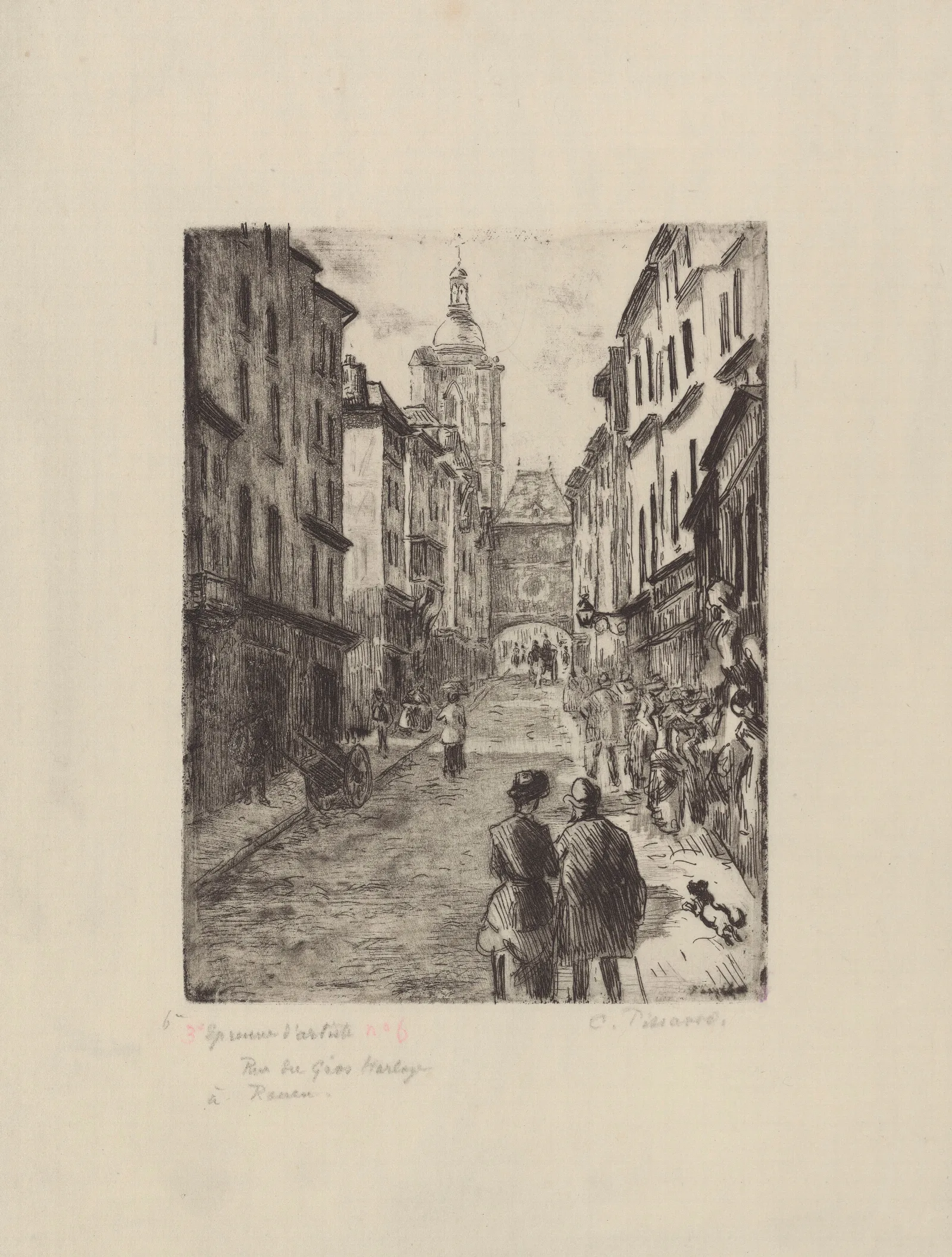 Rue Du Gros Horloge A Rouen Wall Art by Camille Pissarro - Canvas Print