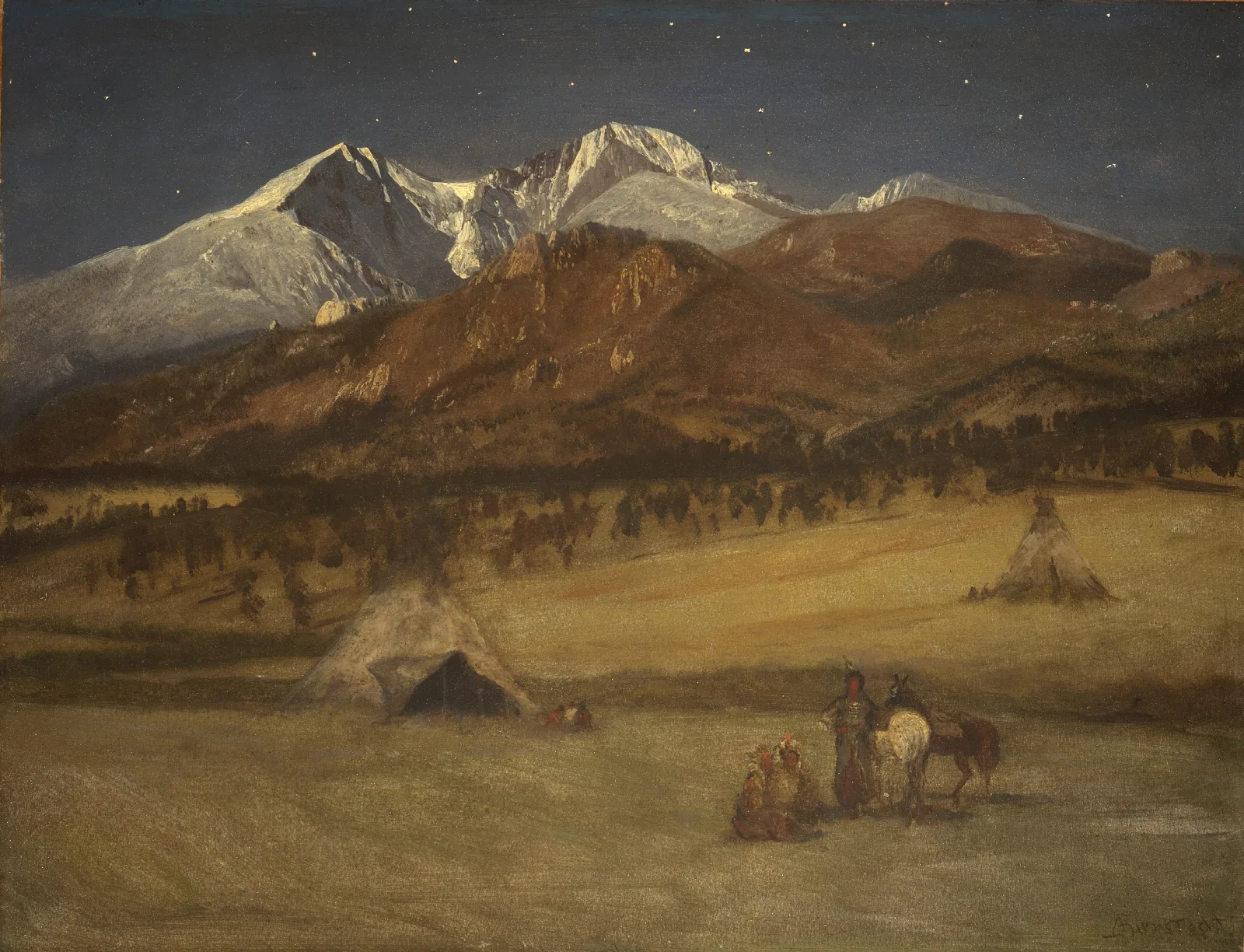 Indian Encampment Evening Wall Art by Albert Bierstadt - Canvas Print