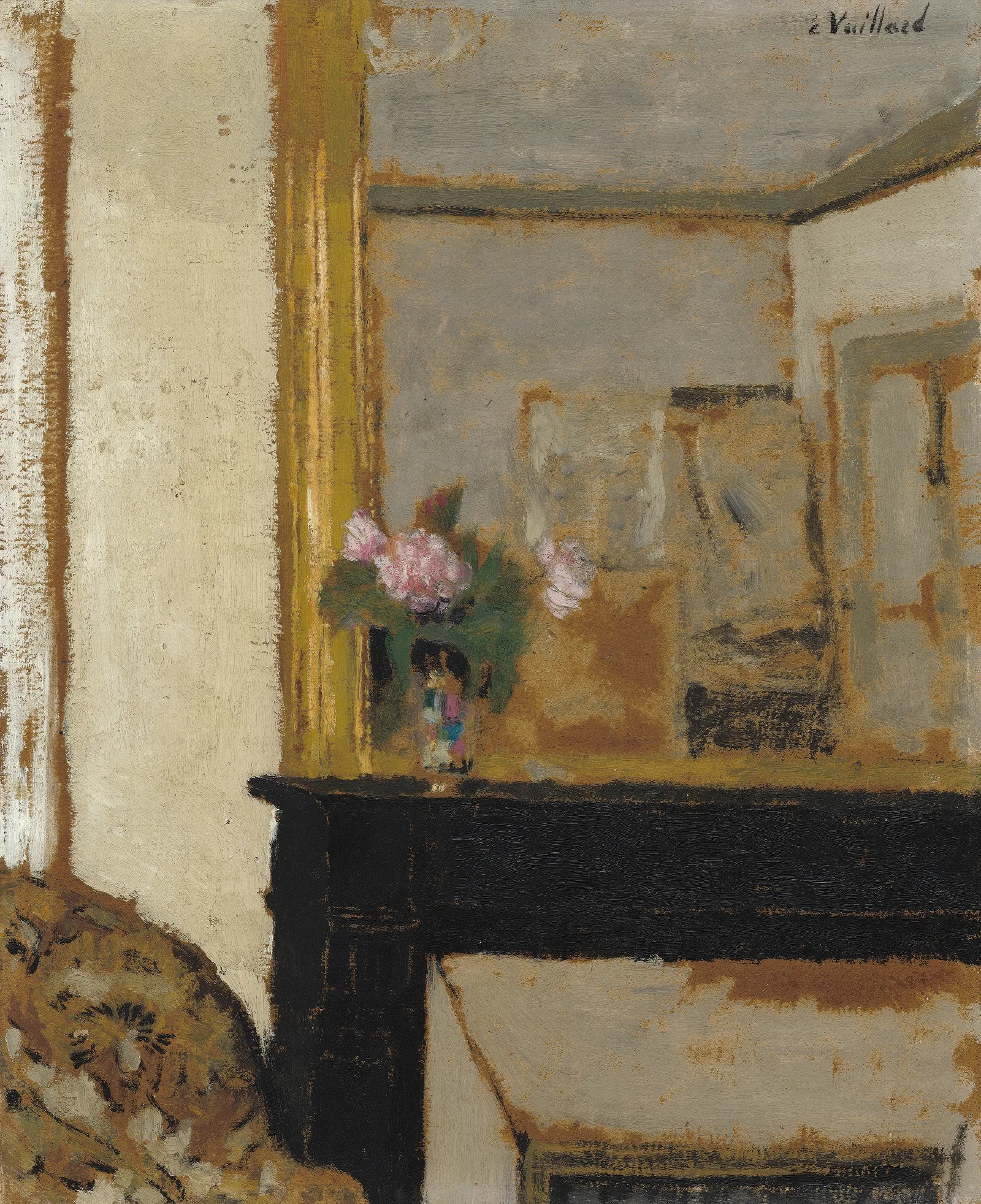 Vase Of Flowers On A Mantelpiece Wall Art by Édouard Vuillard - Canvas Print