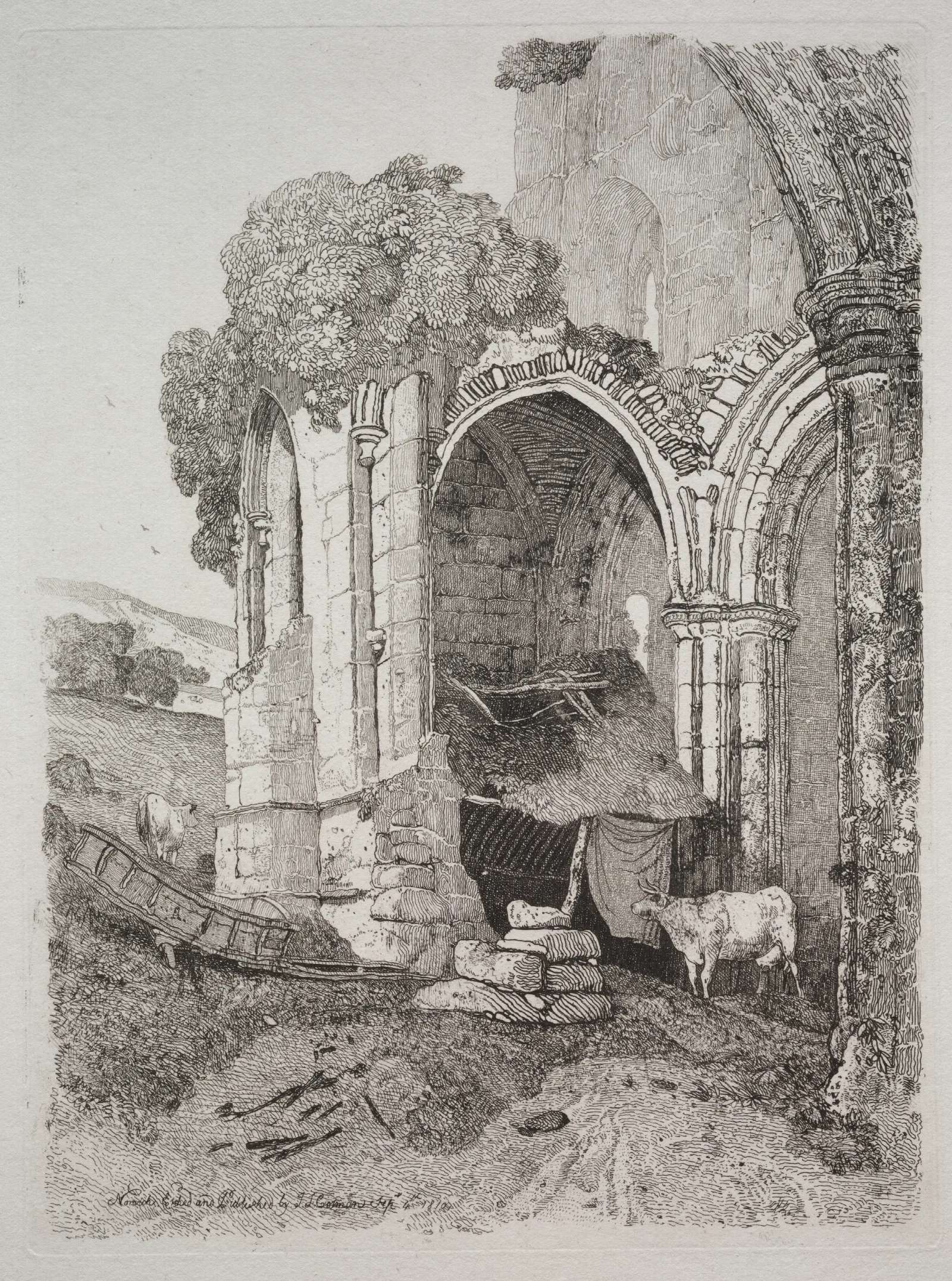 Rievaulx Abbey Yorkshire 3 Wall Art by John Sell Cotman - Canvas Print