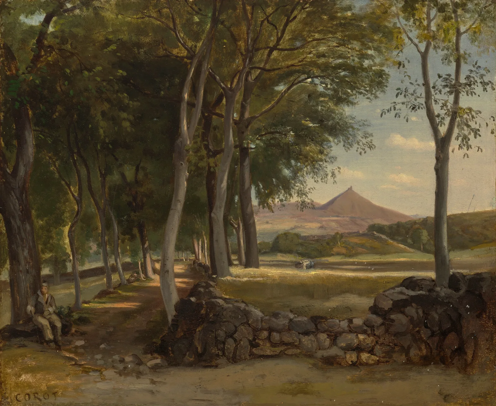 Paysage Montagneux Vu A Travers Les Arbres Wall Art by Jean-Baptiste-Camille Corot - Canvas Print
