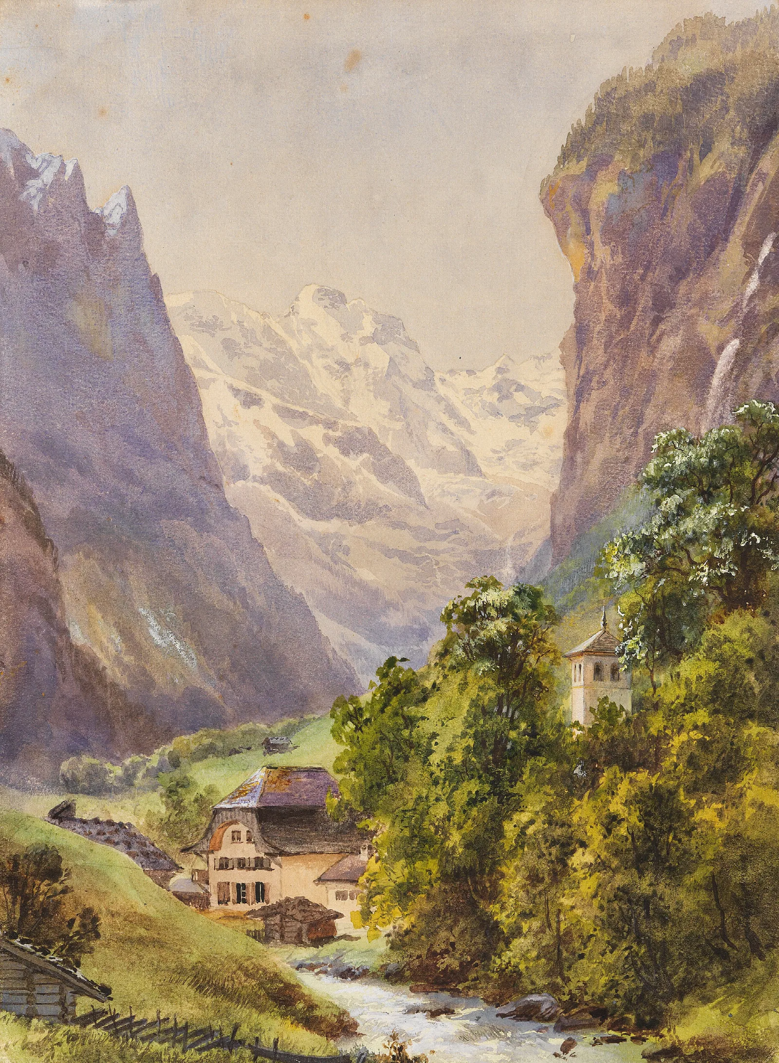 Lauterbrunnen Schweiz Wall Art by Edward Theodore Compton - Canvas Print