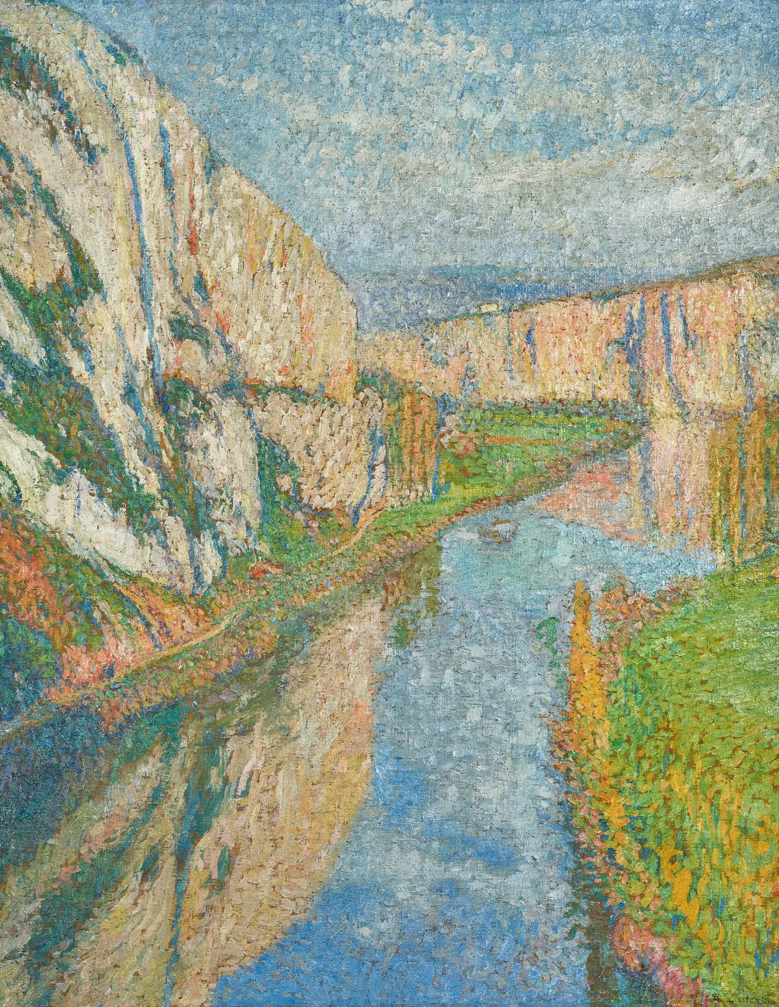 Le Lot Aux Pieds Des Falaises De Saint Cirq Lapopie Wall Art by Henri Martin - Canvas Print
