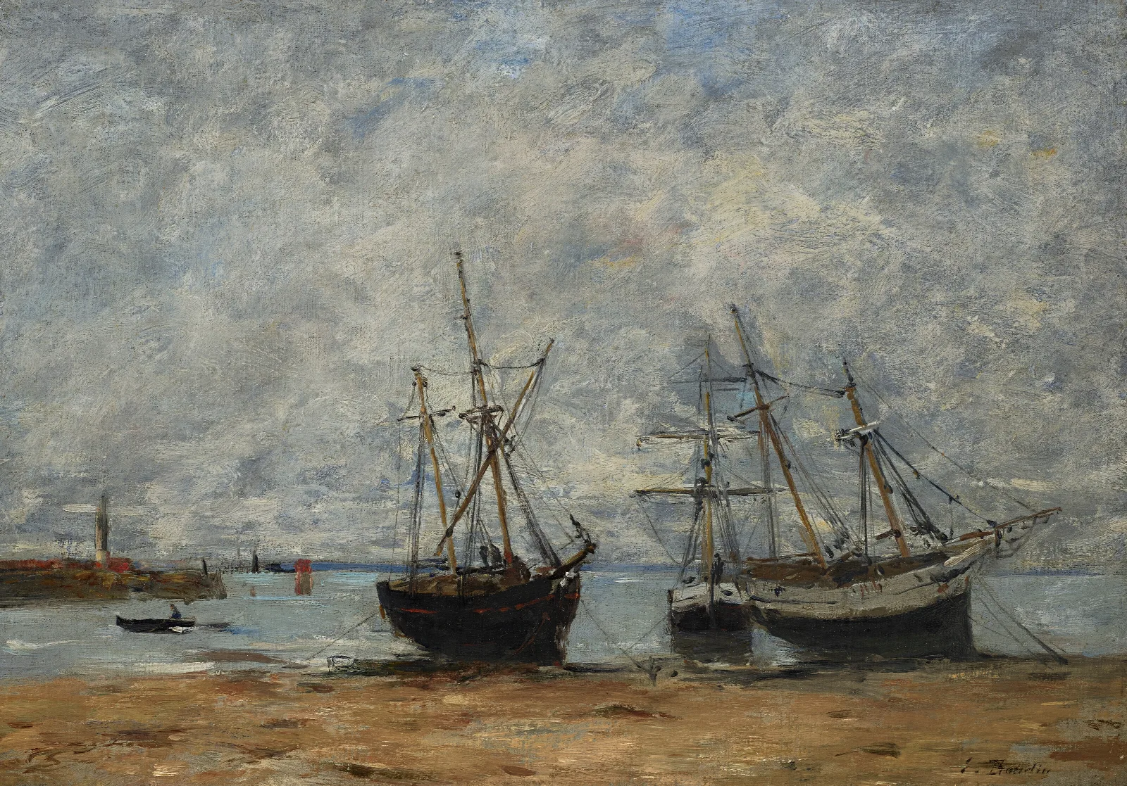 Portrieux Le Port Maree Basse Wall Art by Eugène Boudin - Canvas Print