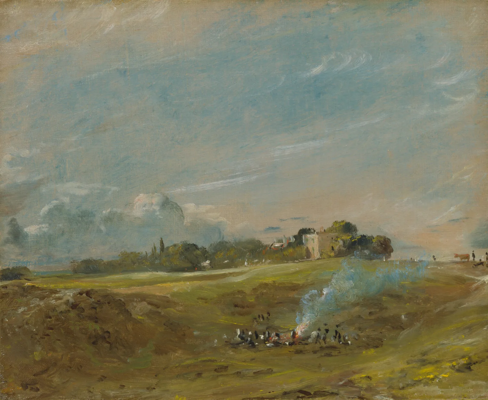 Hampstead Heath With A Bonfire Wall Art by John Constable - Canvas Print