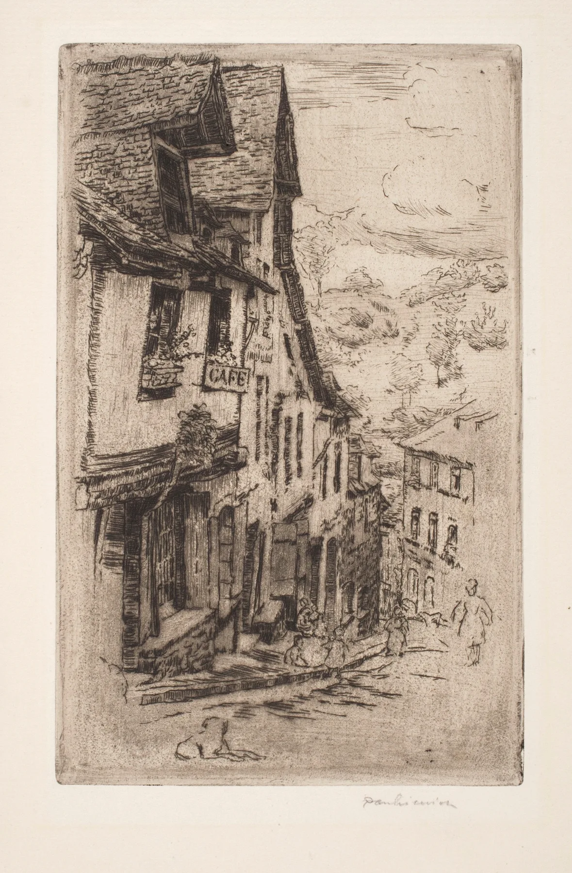 Jerzual Street In Dinan With A Dog Wall Art by Józef Pankiewicz - Canvas Print