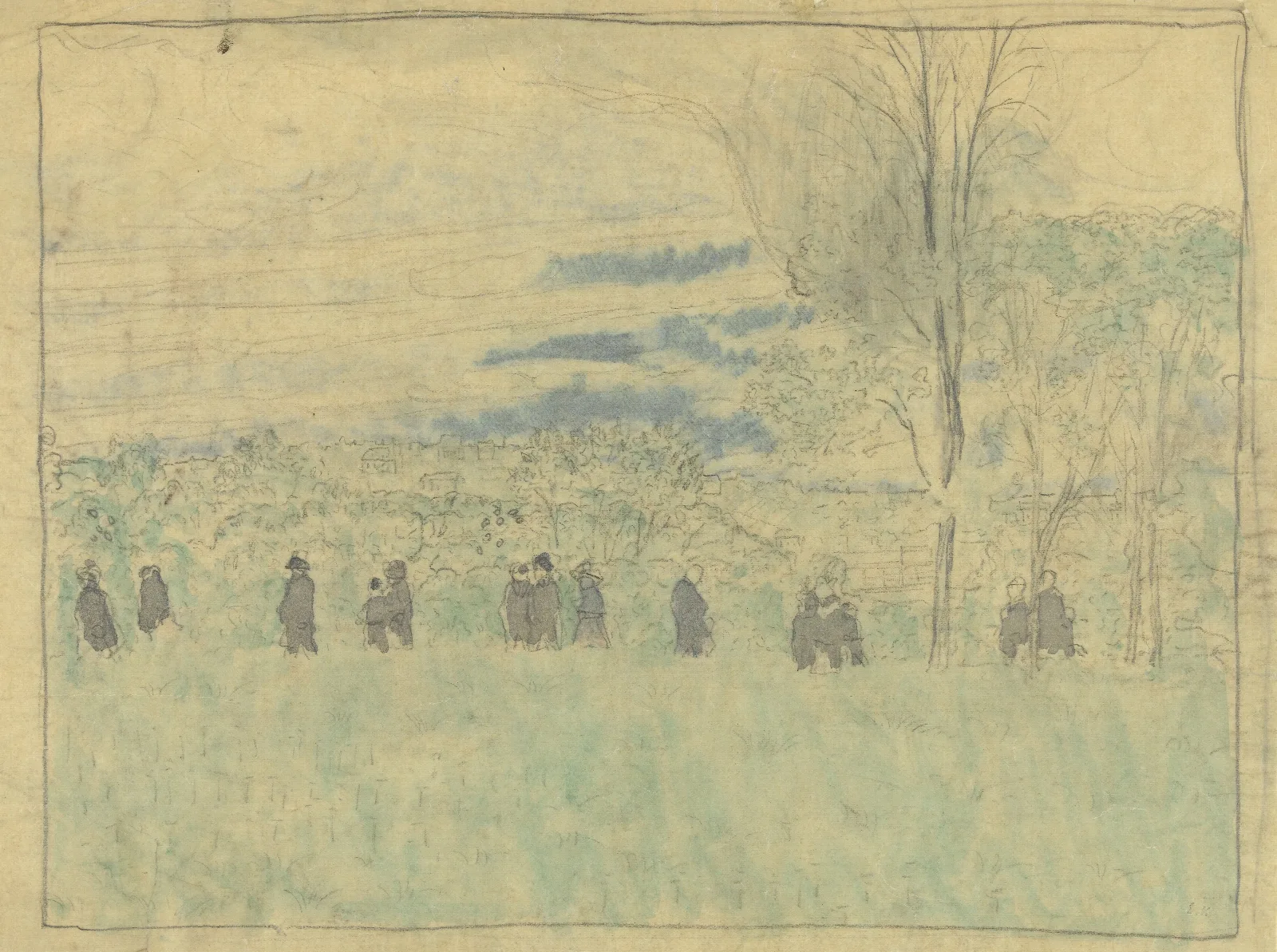 Landschap Met Wandelaars Wall Art by Édouard Vuillard - Canvas Print