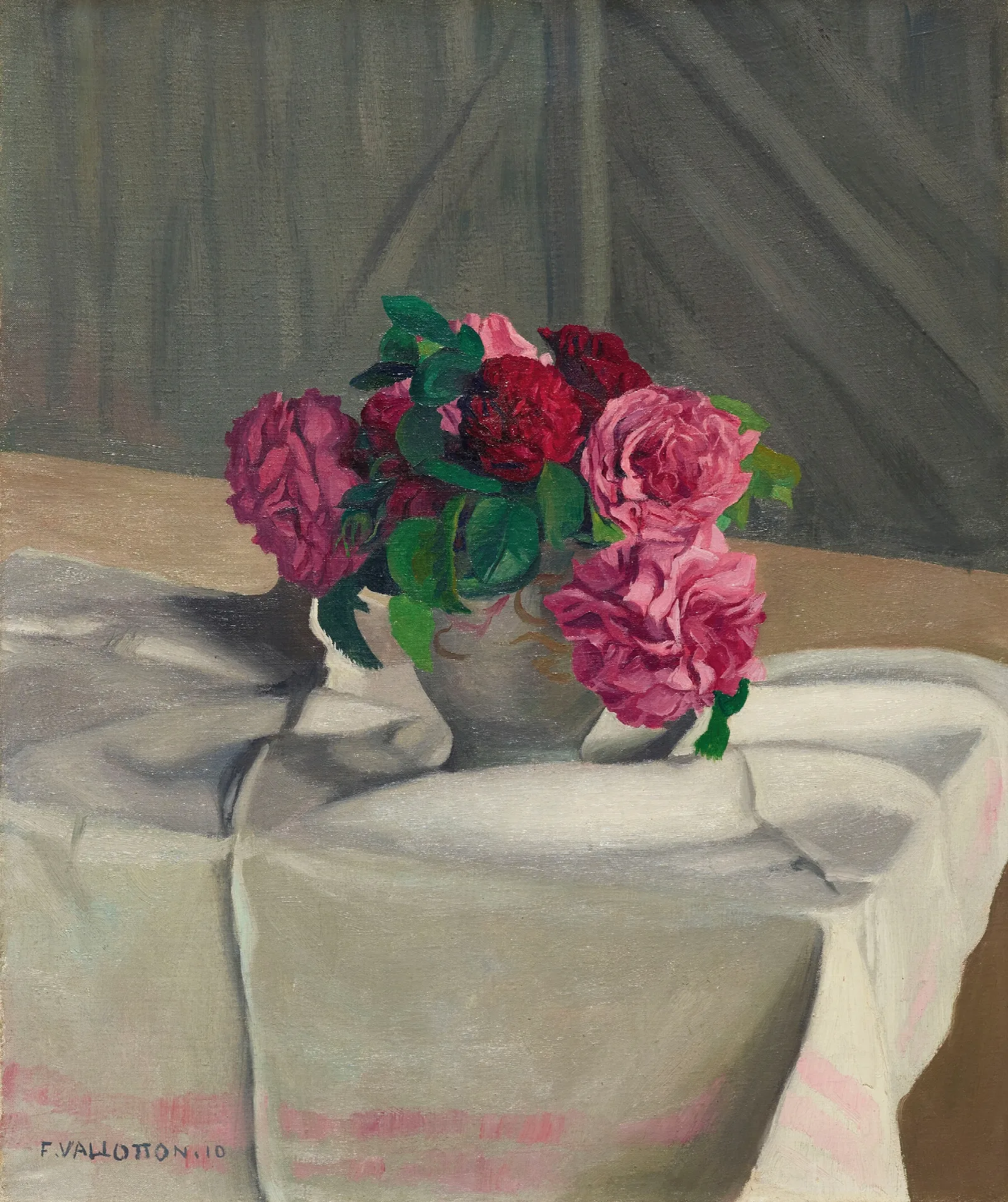 Roses Dans Un Sucrier Blanc Wall Art by Félix Vallotton - Canvas Print