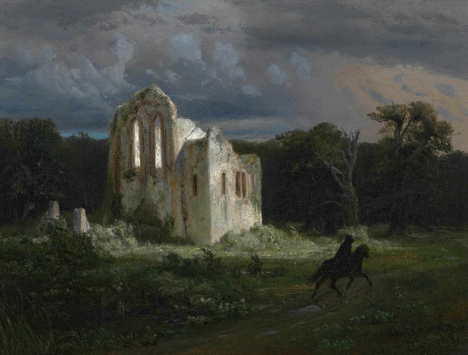 Mondscheinlandschaft Mit Ruine Moonlit Landscape Wall Art by Arnold Böcklin - Canvas Print