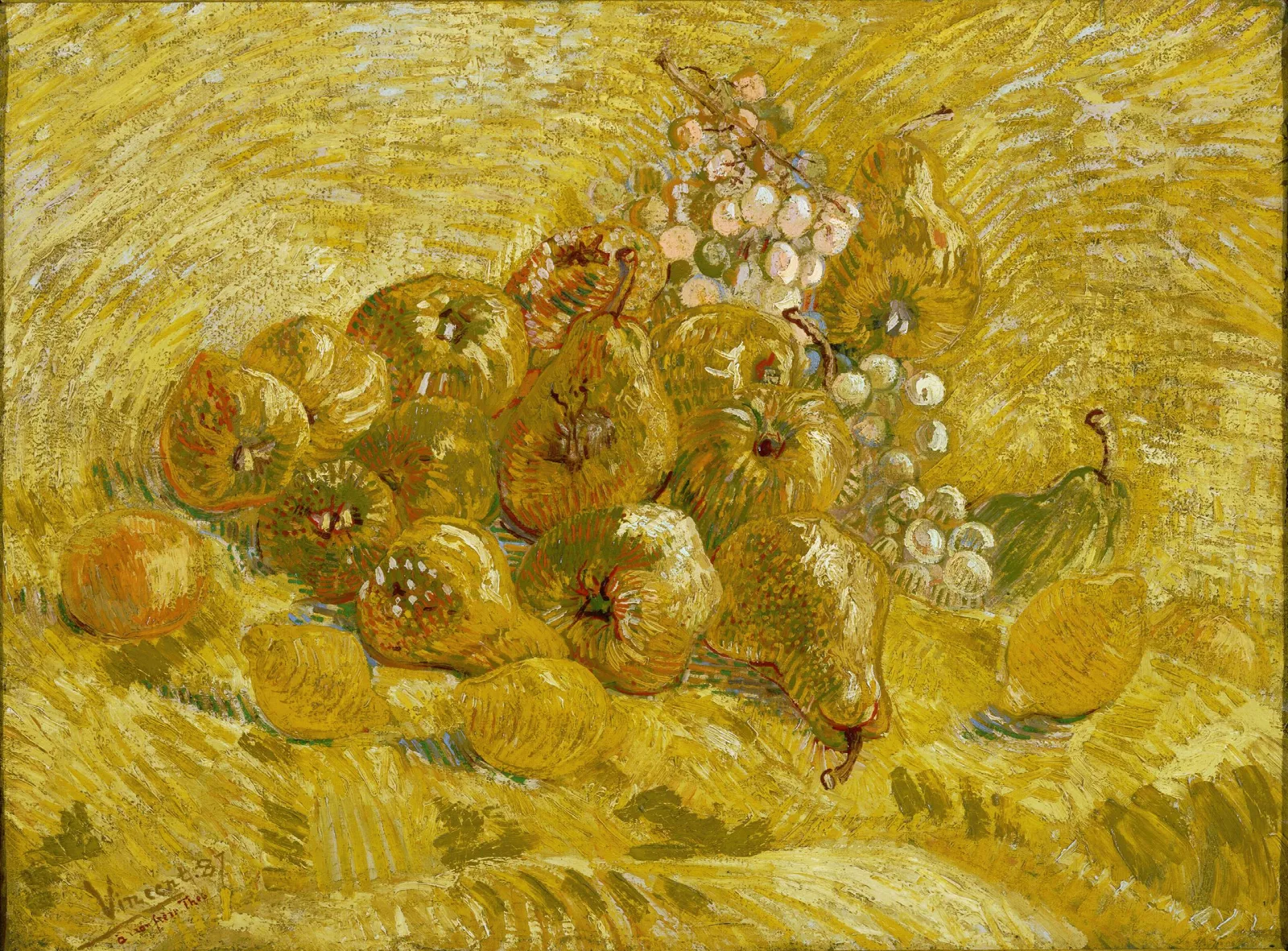 Quinces Lemons Pears And Grapes Wall Art by Vincent van Gogh - Canvas Print