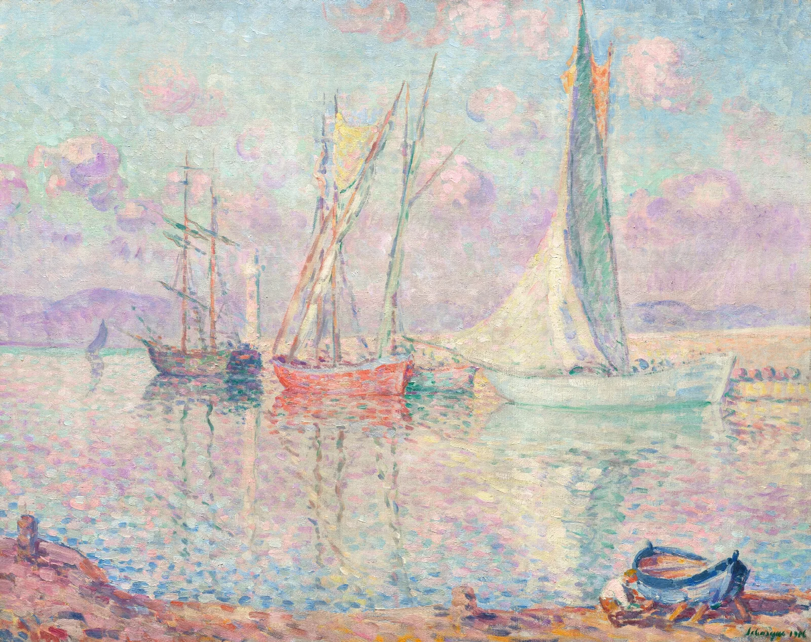 Voiliers Dans Le Port De Saint Tropez Wall Art by Henri Lebasque - Canvas Print