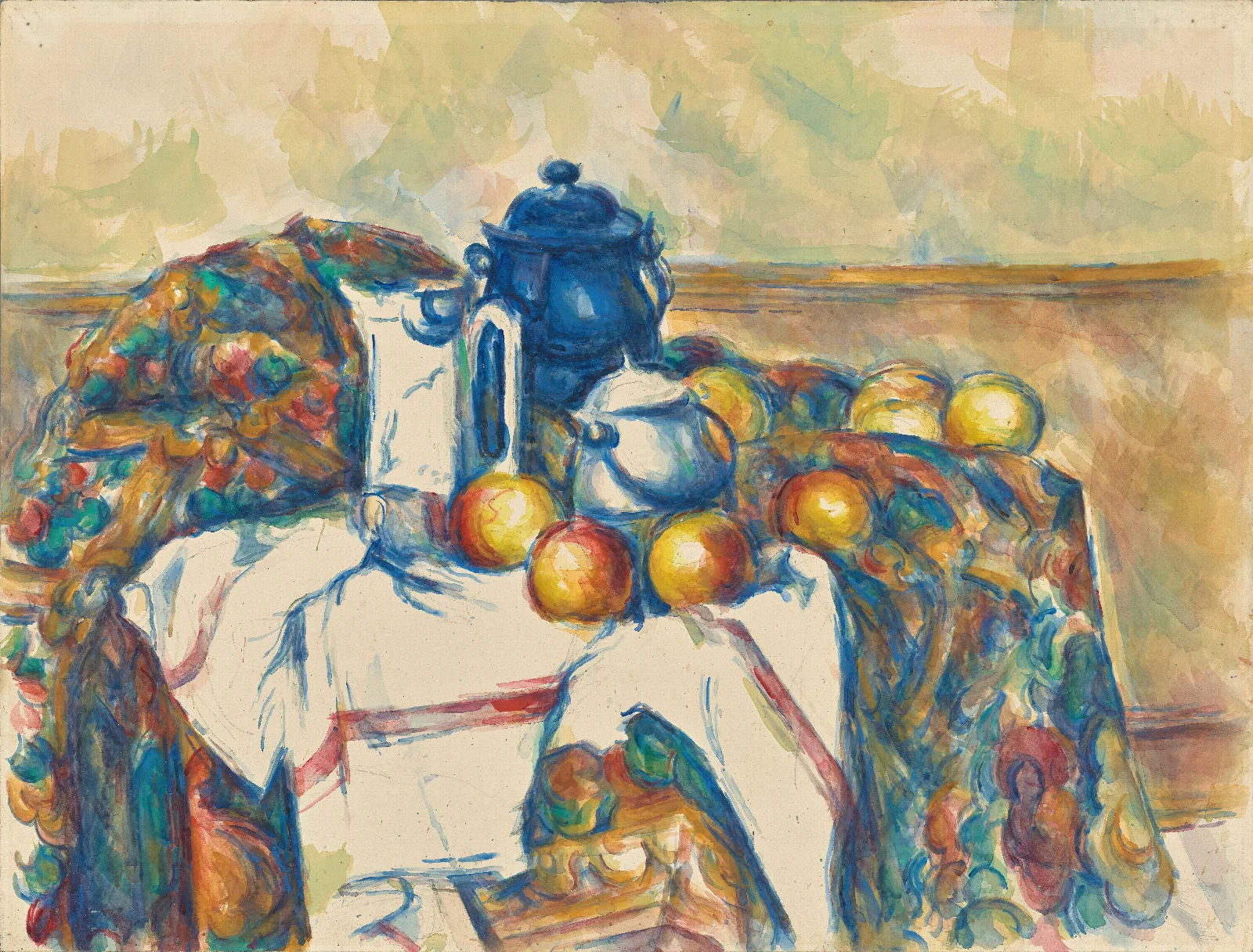 Still Life With Blue Pot Wall Art by Paul Cézanne - Canvas Print