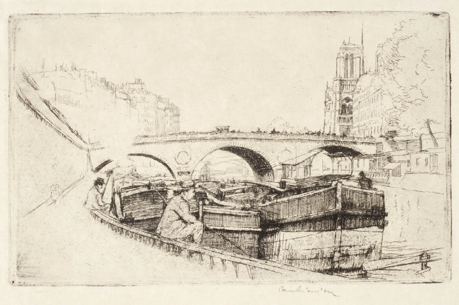 Saint Michel Bridge In Paris Wall Art by Józef Pankiewicz - Canvas Print