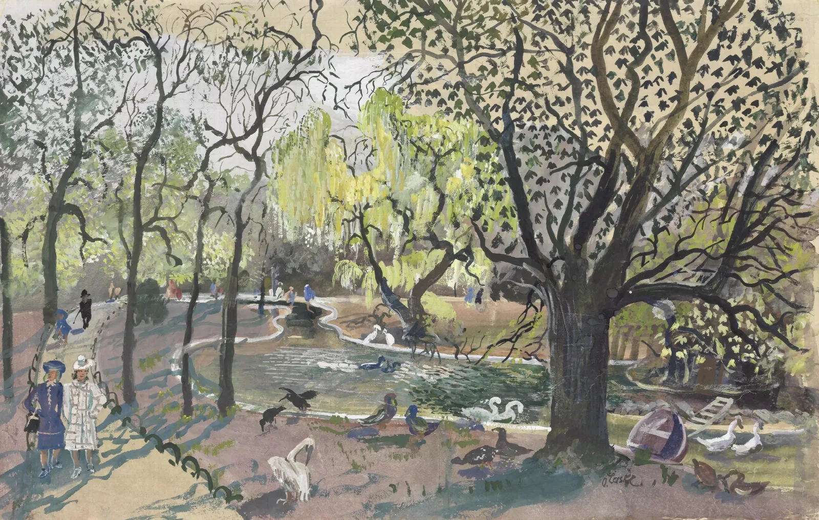 Stadtpark Im Fruhjahr Wall Art by Oskar Laske - Canvas Print