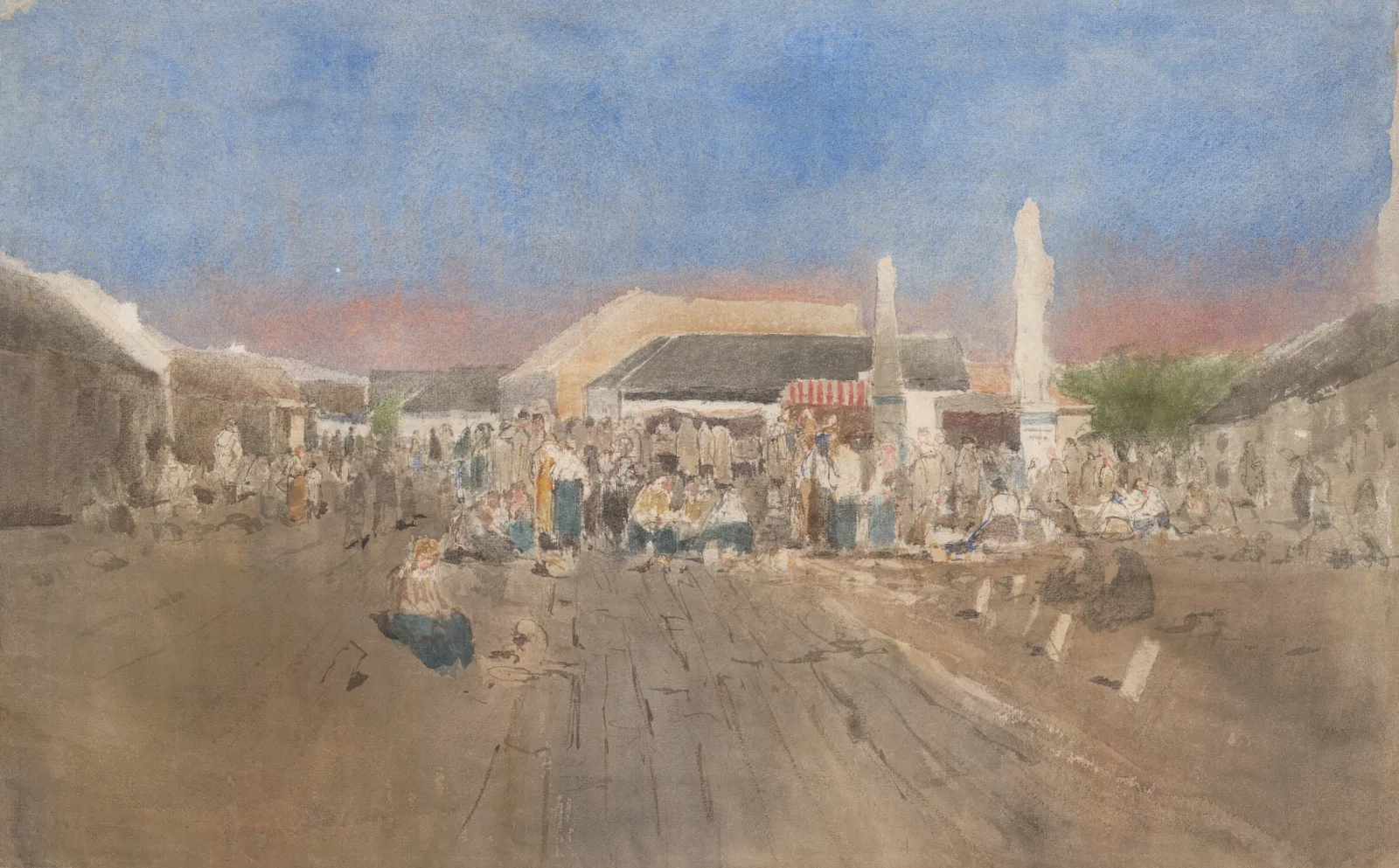 Market In Szolnok Wall Art by Ladislav Mednyánszky - Canvas Print