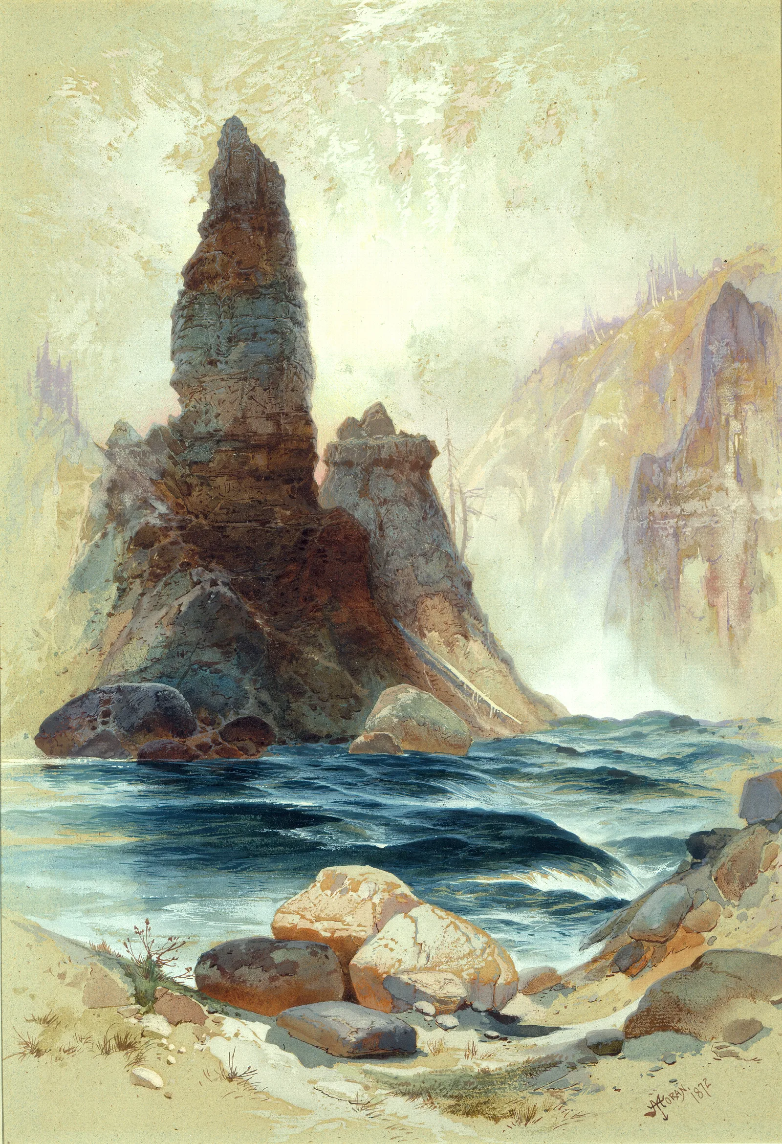 Above Tower Falls Yellowstone Wall Art by Thomas Moran - Canvas Print