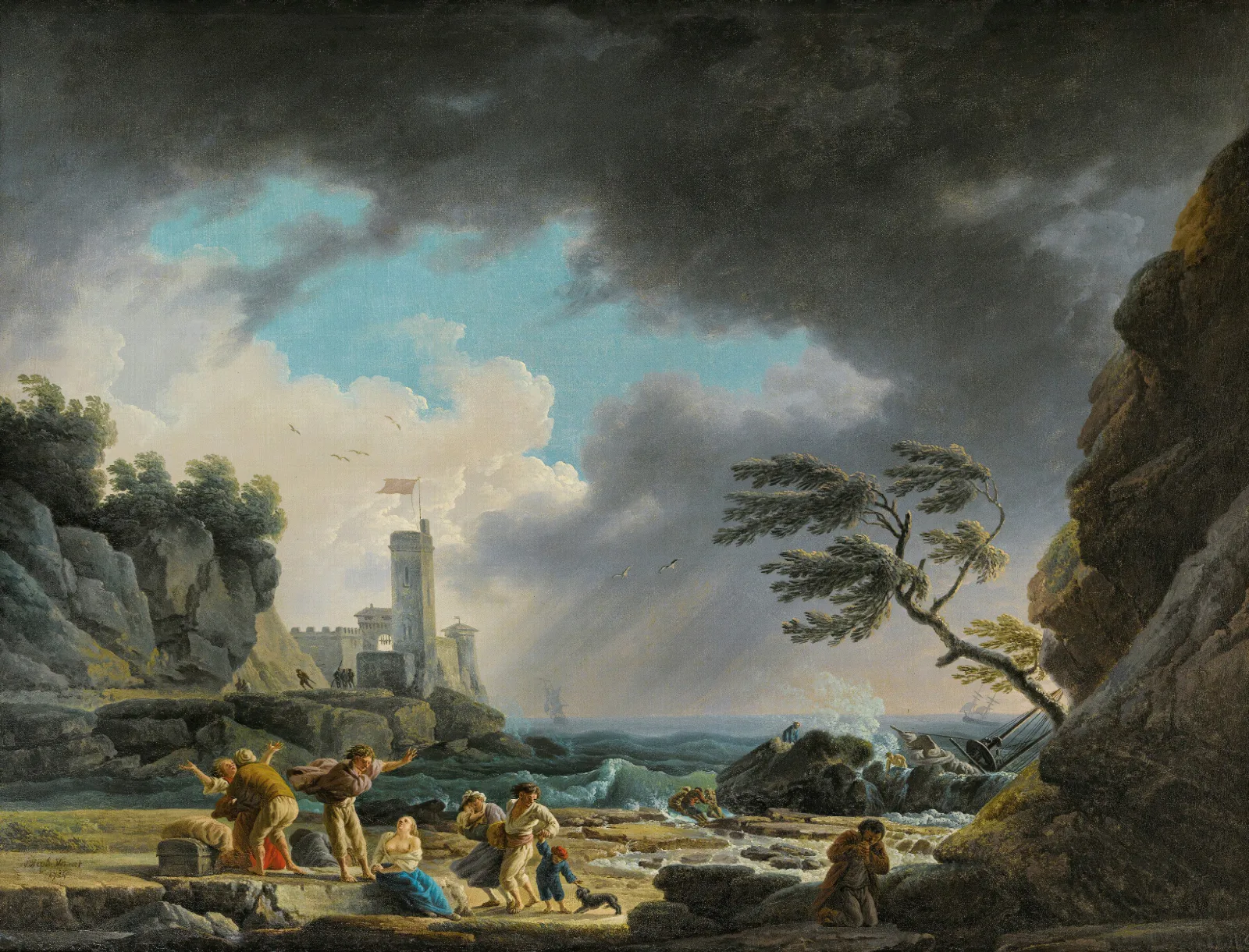 A Storm Near A Rocky Coast Wall Art by Claude-Joseph Vernet - Canvas Print