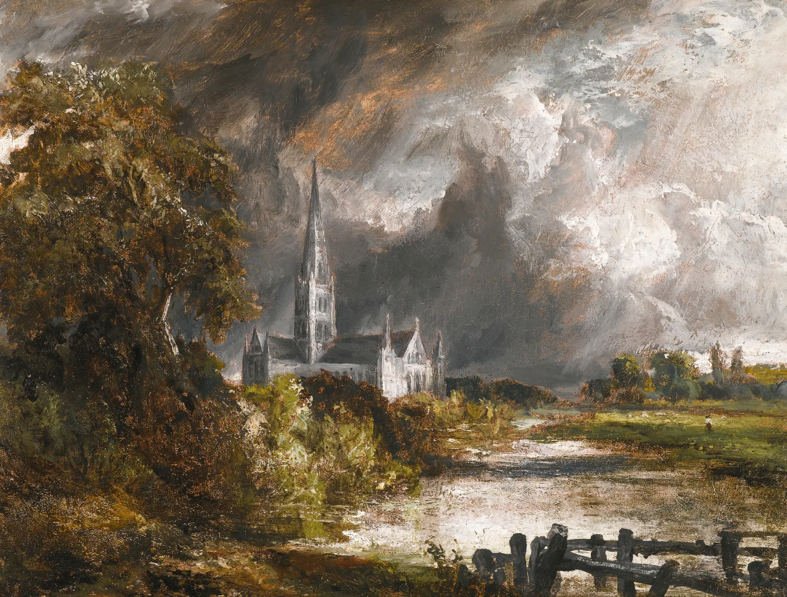 Salisbury Cathedral From The Meadows Wall Art by John Constable - Canvas Print