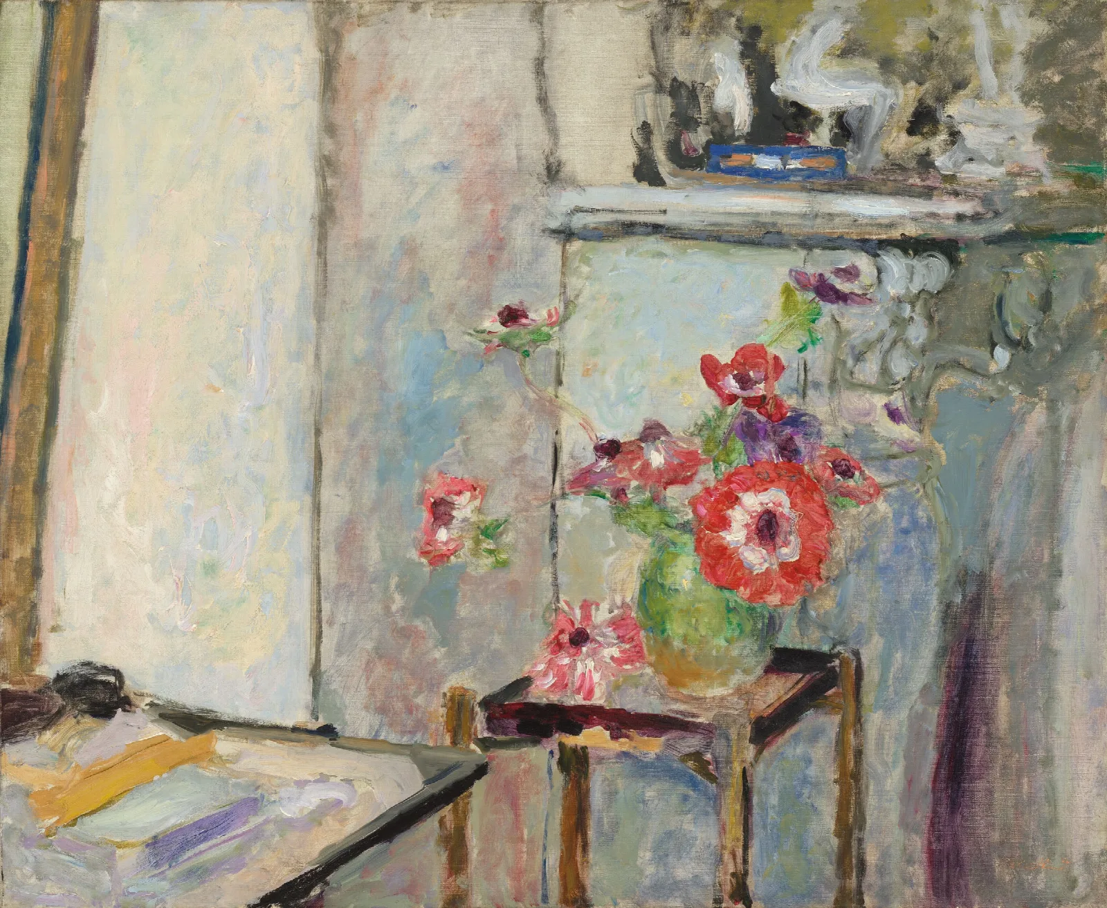 Les Anemones Sur Une Petite Table Wall Art by Édouard Vuillard - Canvas Print