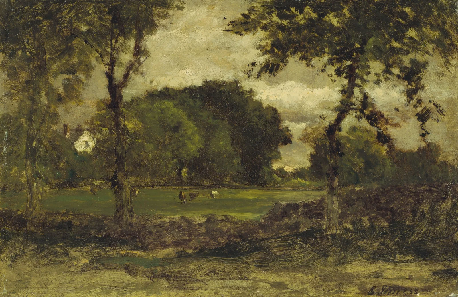 Medfield Massachusetts A Medfield Farm Wall Art by George Inness - Canvas Print