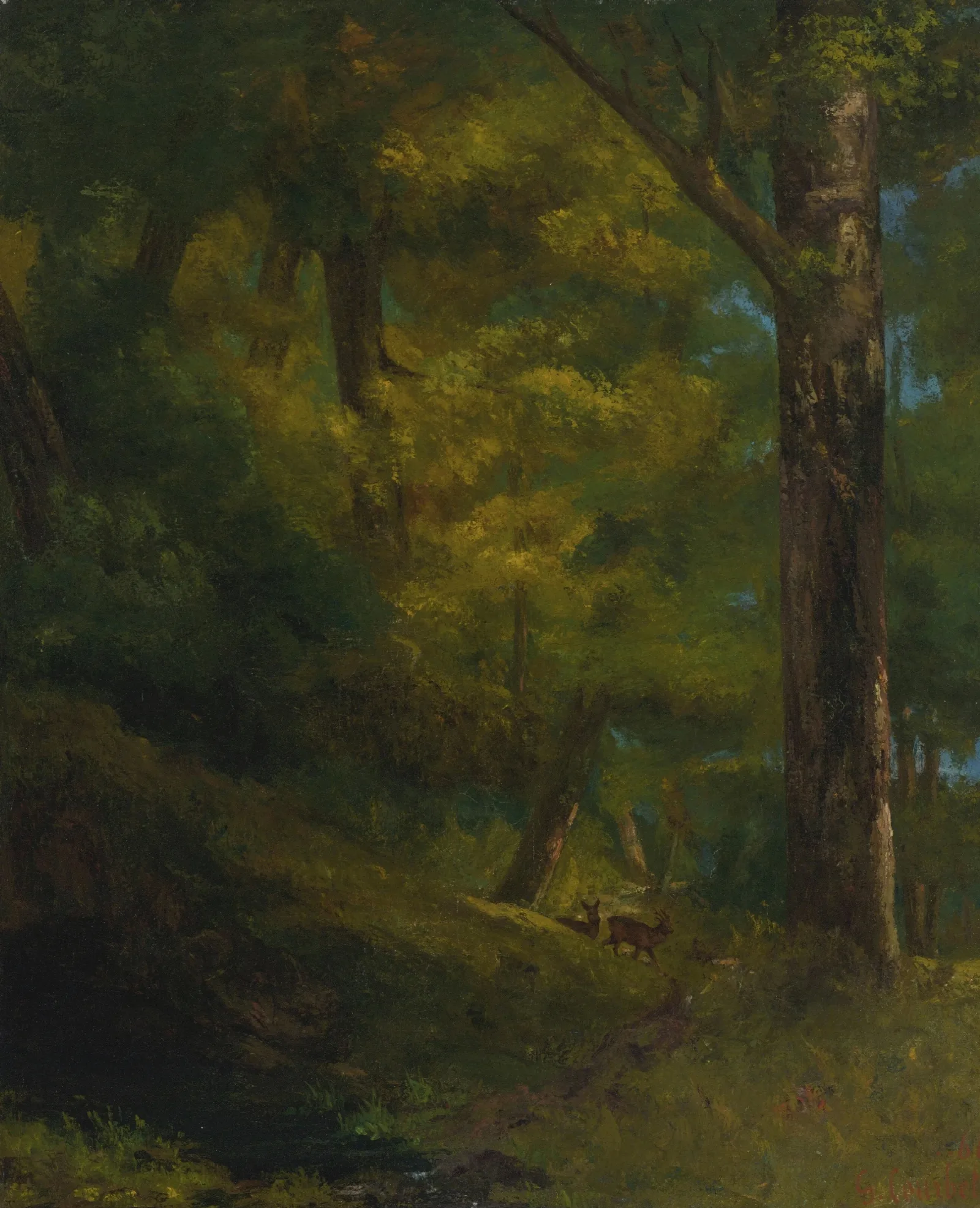 Deux Chevreuils Dans La Foret Wall Art by Gustave Courbet - Canvas Print