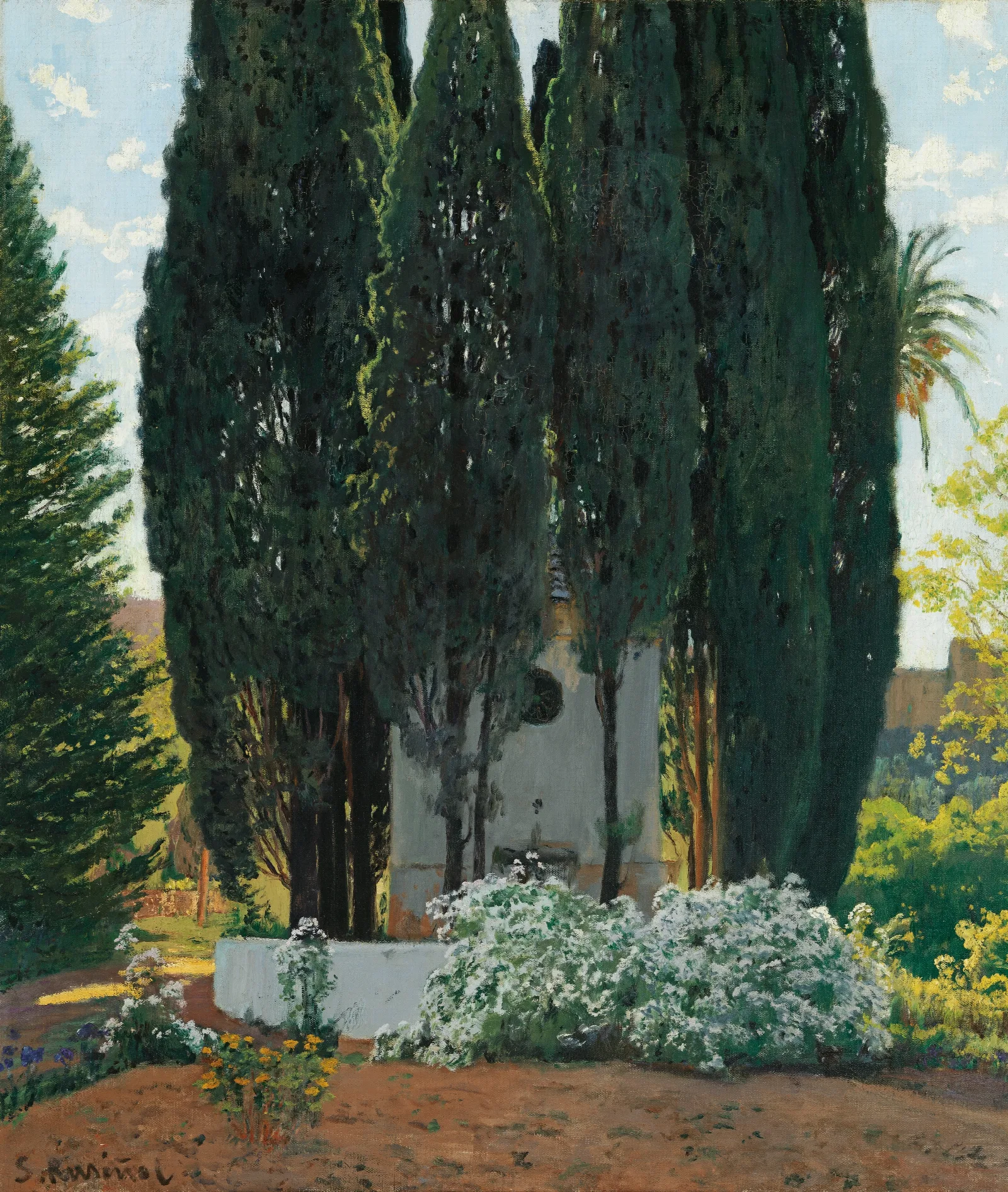 La Fuente De Los Cipreses The Cypress Fountain Wall Art by Santiago Rusiñol - Canvas Print