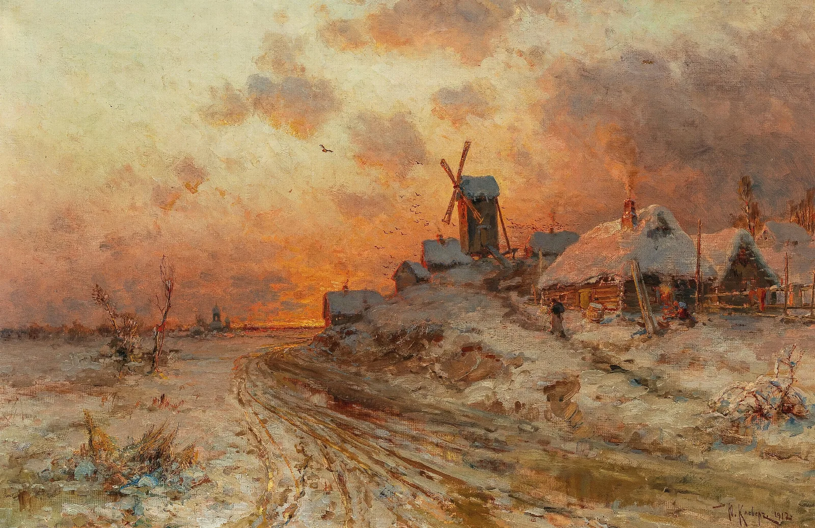 Homecoming At Sunset Wall Art by Julius Sergius Klever - Canvas Print