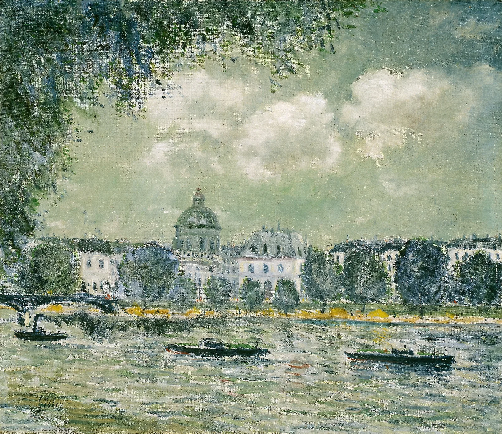 Landscape Along The Seine With The Institut De France And The Pont Des Arts Wall Art by Alfred Sisley - Canvas Print