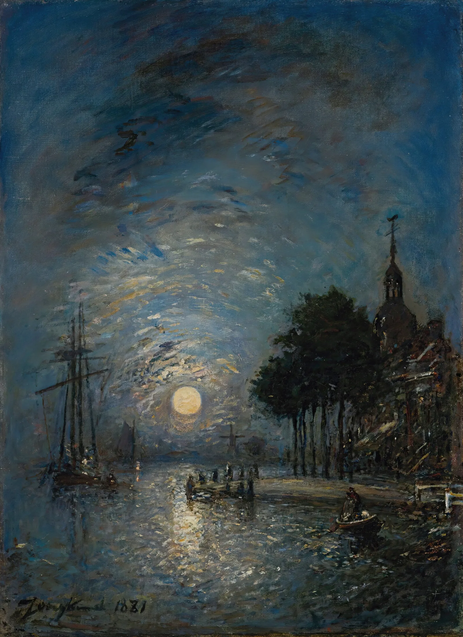 Le Port De Dordrecht Au Crepuscule Wall Art by Johan Barthold Jongkind - Canvas Print