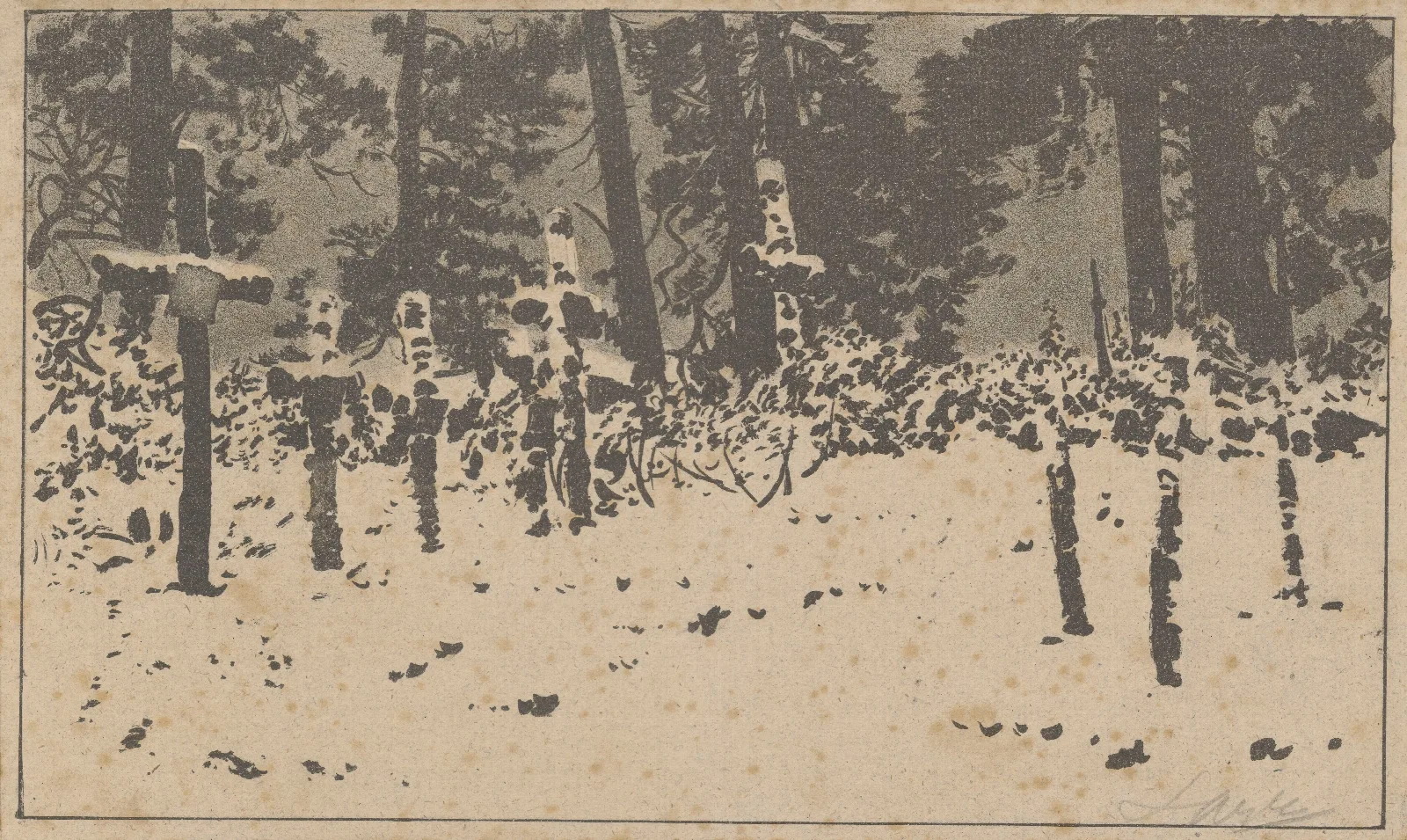 Cemetery In Vowchick 2 Wall Art by Leon Wyczółkowski - Canvas Print