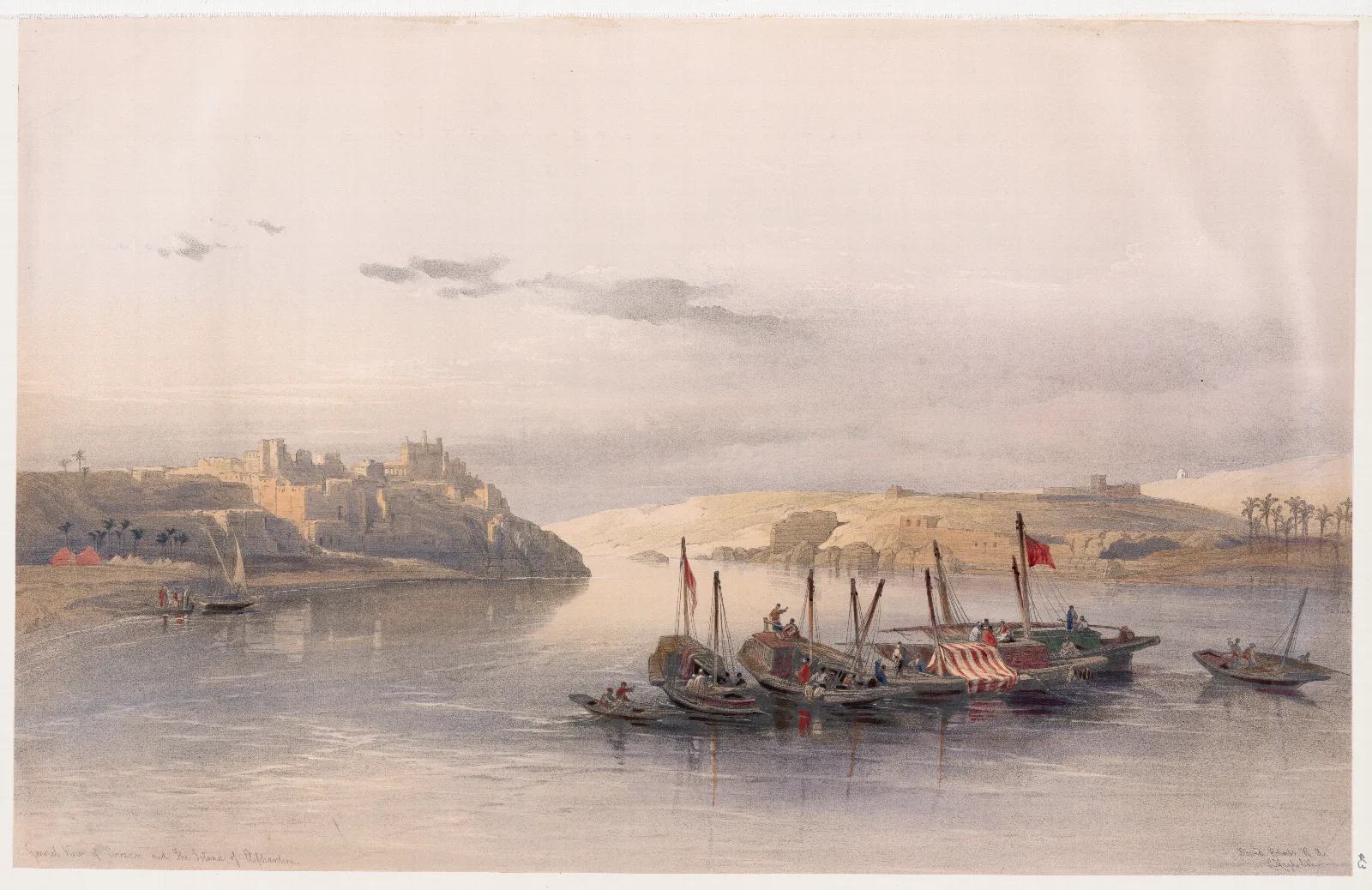 General View Of Esouan Sic And The Island Of Elephantine Wall Art by David Roberts - Canvas Print