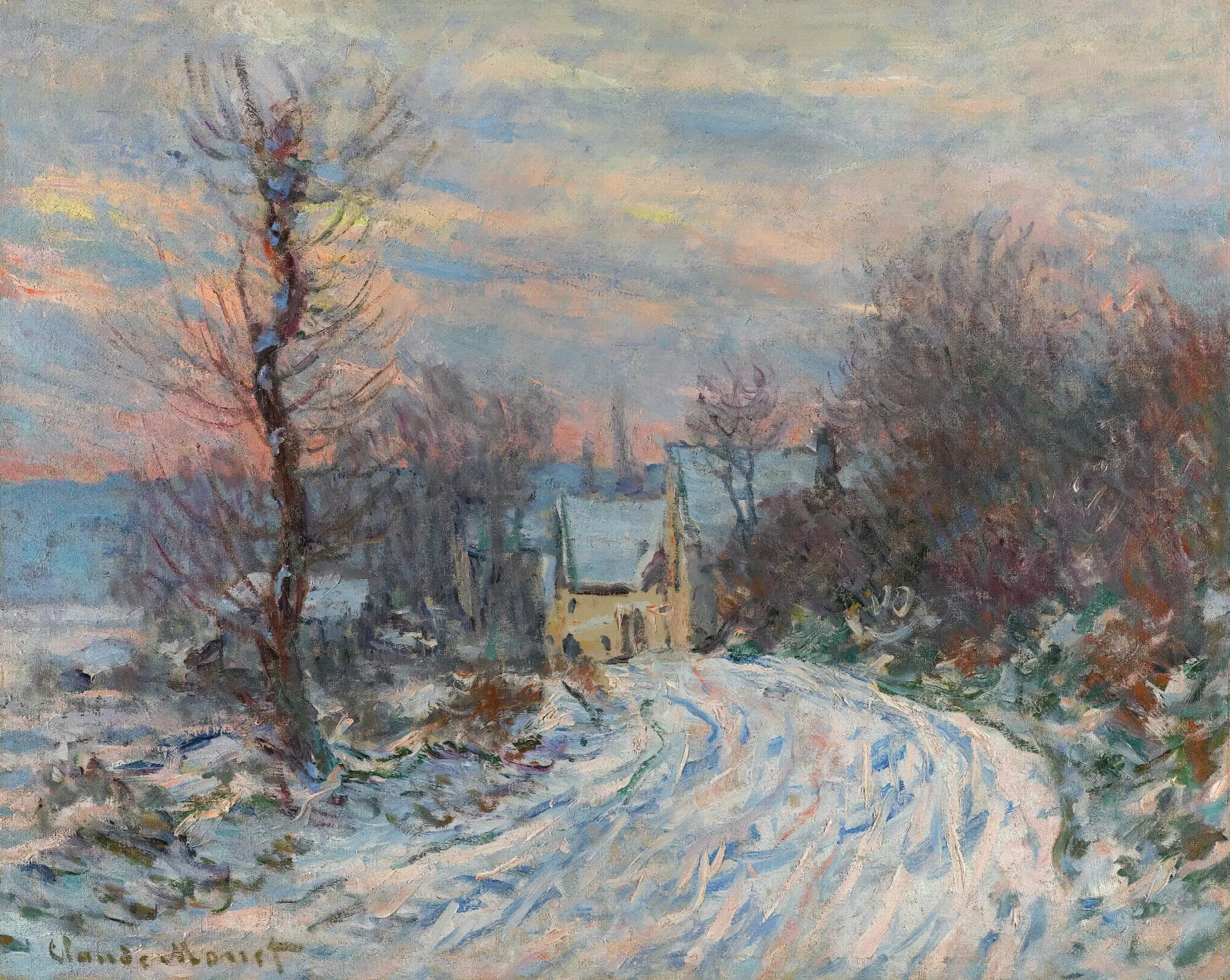 Lentree De Giverny En Hiver Wall Art by Claude Monet - Canvas Print
