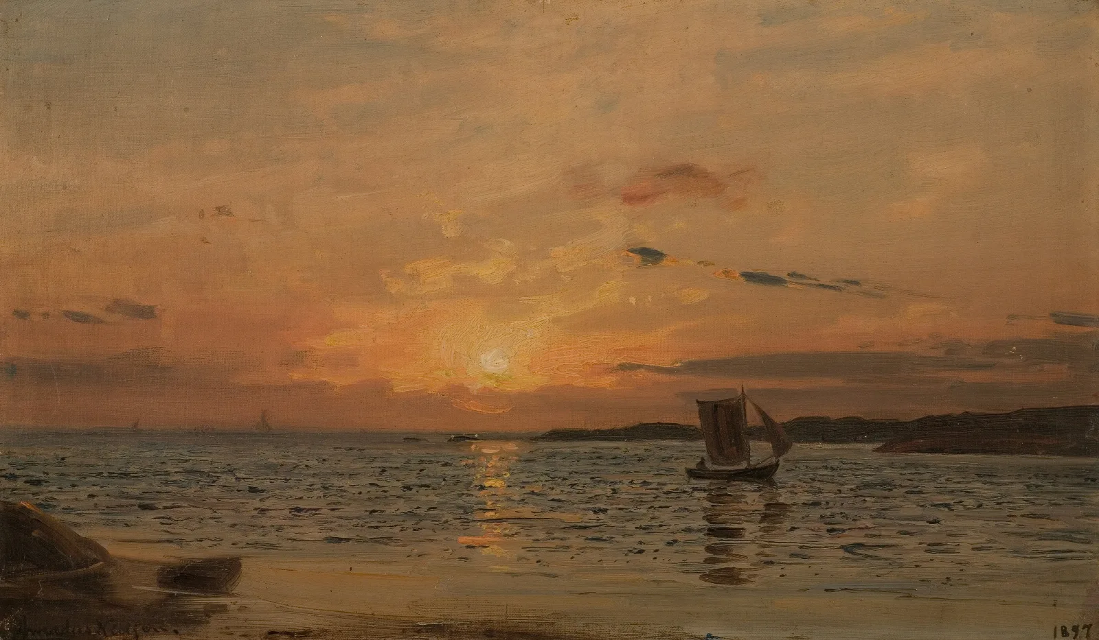 Solnedgang Hvaler Wall Art by Amaldus Nielsen - Canvas Print