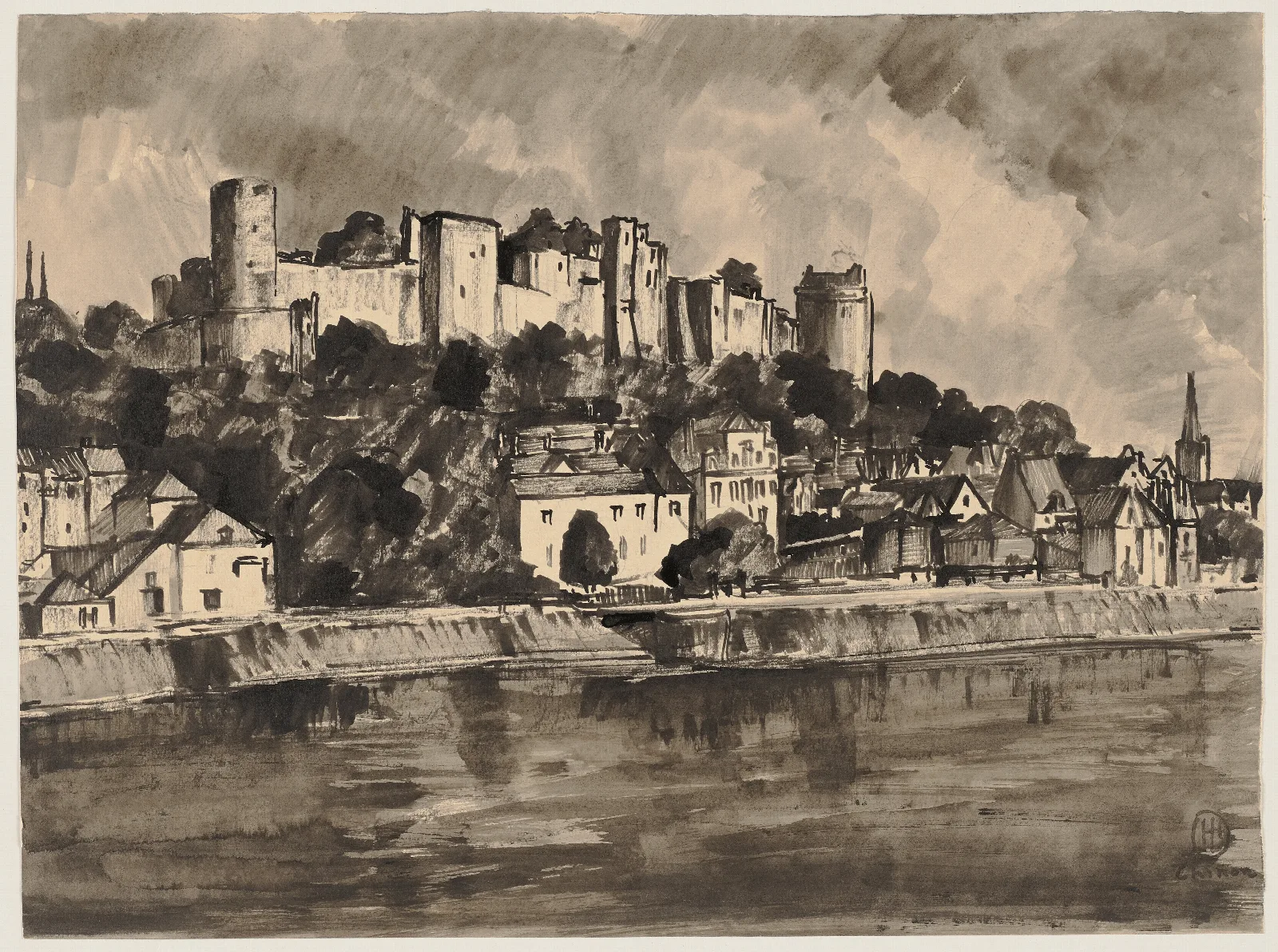 Die Burg Chinon Und Das Ufer Der Vienne Wall Art by Hermann Lismann - Canvas Print