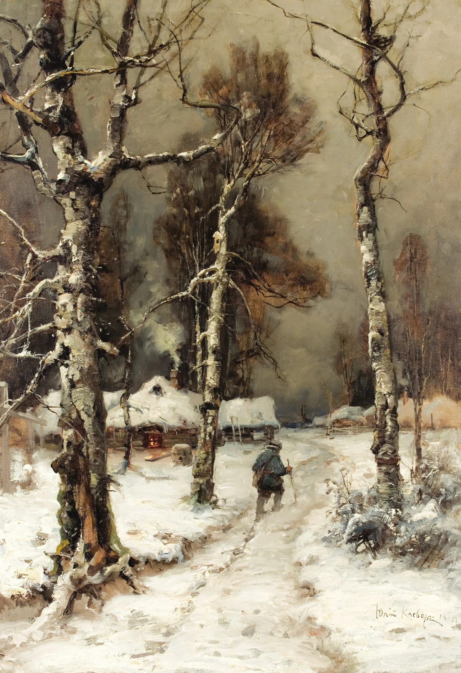 Homeward Bound Through A Wintry Forest 2 Wall Art by Julius Sergius Klever - Canvas Print