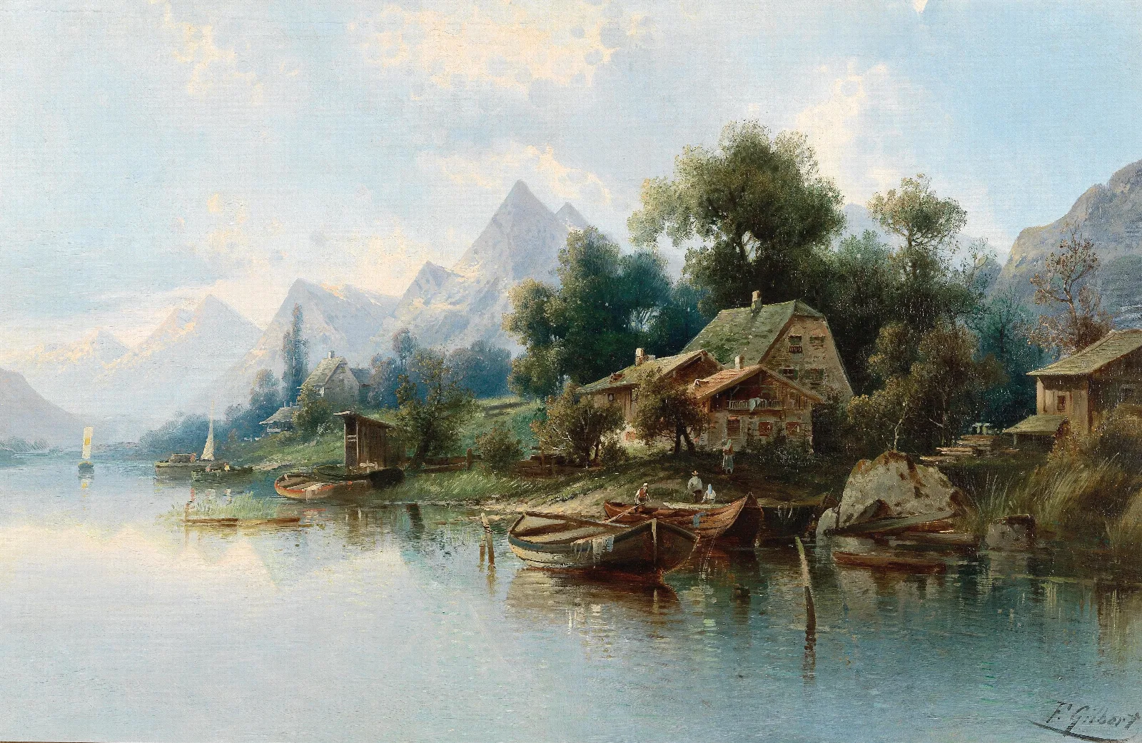 Large Mountain Lake Wall Art by Karl Kaufmann - Canvas Print