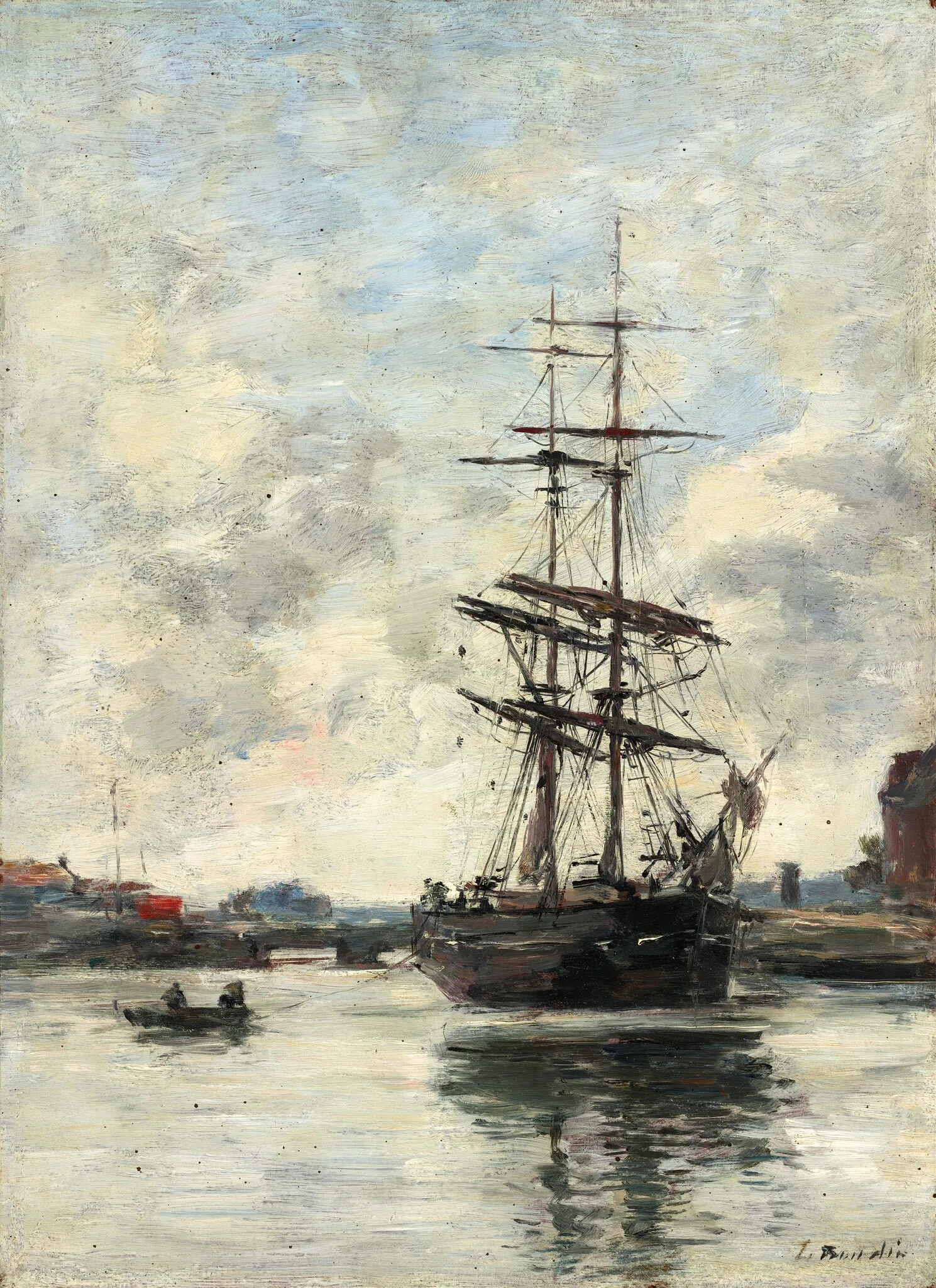 Ship On The Touques Wall Art by Eugène Boudin - Canvas Print
