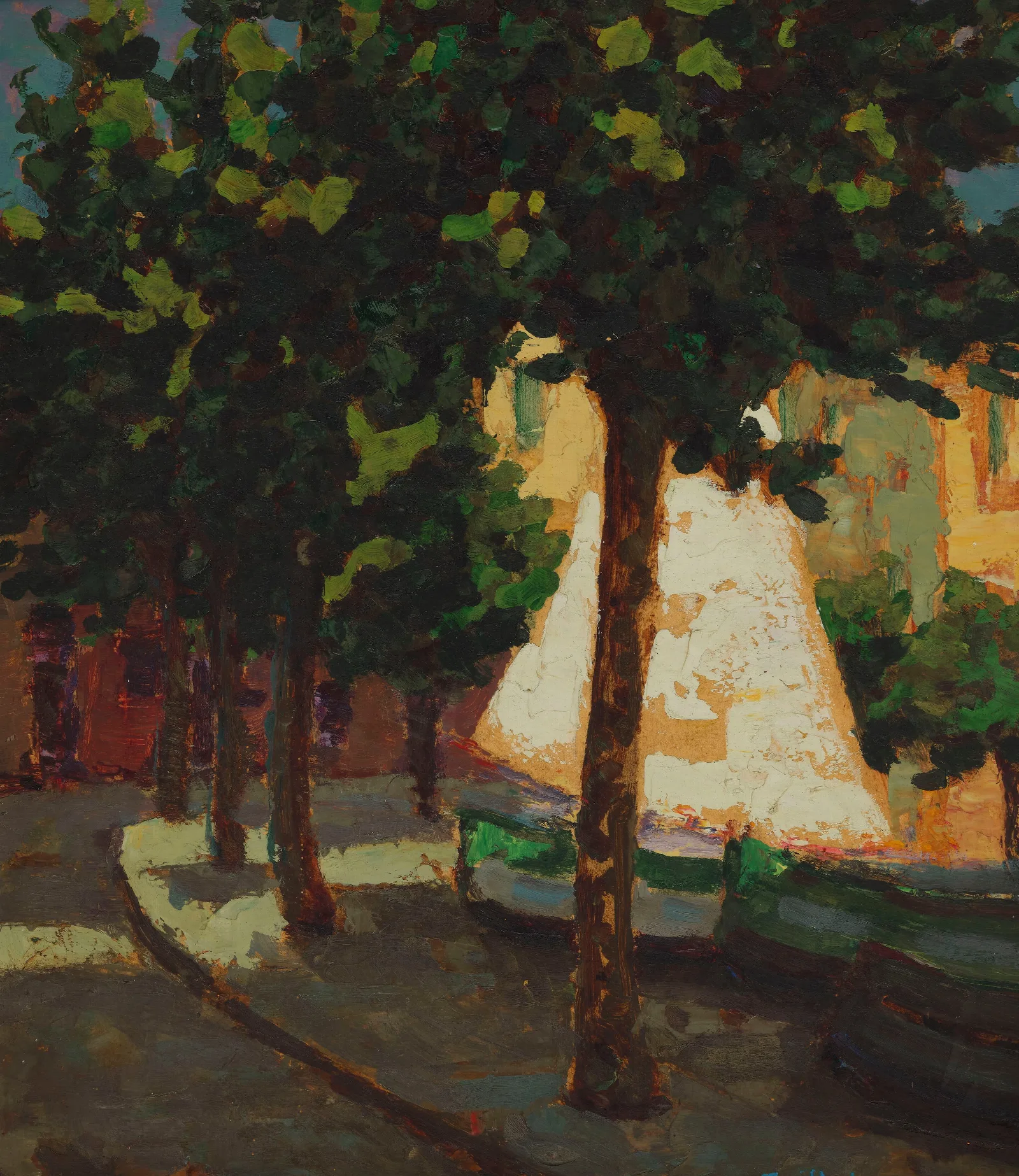 Sail And Platanus Trees Wall Art by Jan Bohuszewicz - Canvas Print