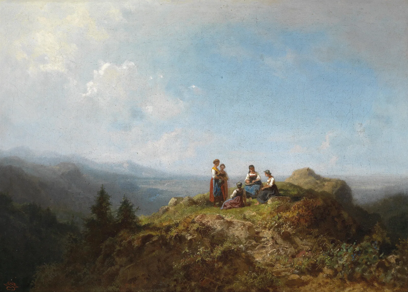 Dirndln Auf Der Alm Wall Art by Carl Spitzweg - Canvas Print