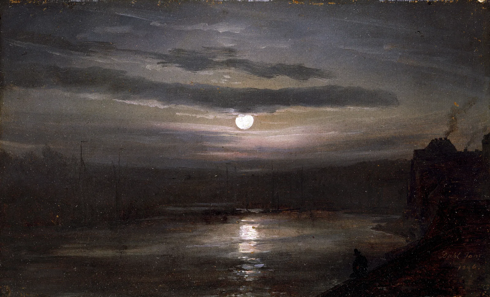 The Elbe In Moonlight Wall Art by Johan Christian Dahl - Canvas Print