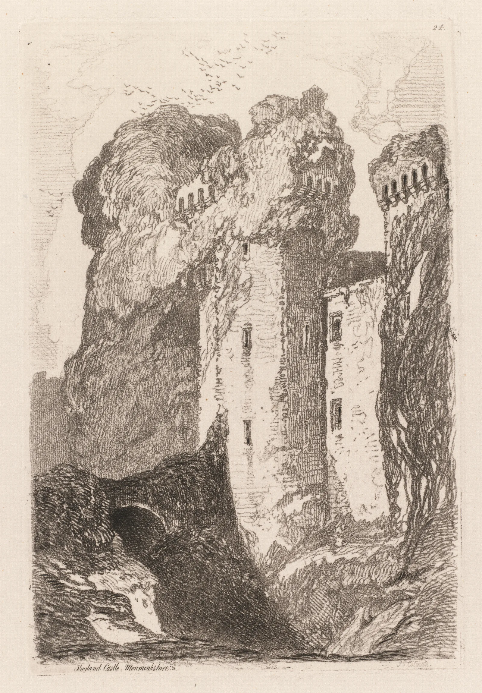 Ragland Castle Monmouhshire Wall Art by John Sell Cotman - Canvas Print