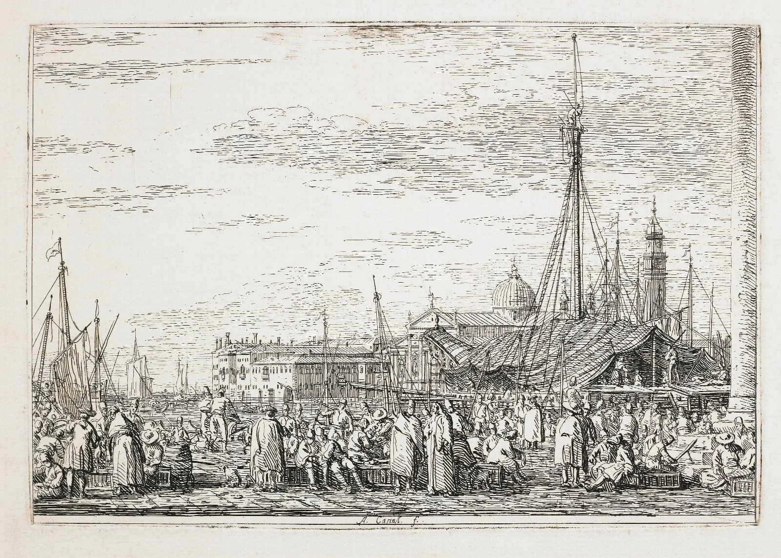 Market On The Wharf Wall Art by Canaletto - Canvas Print