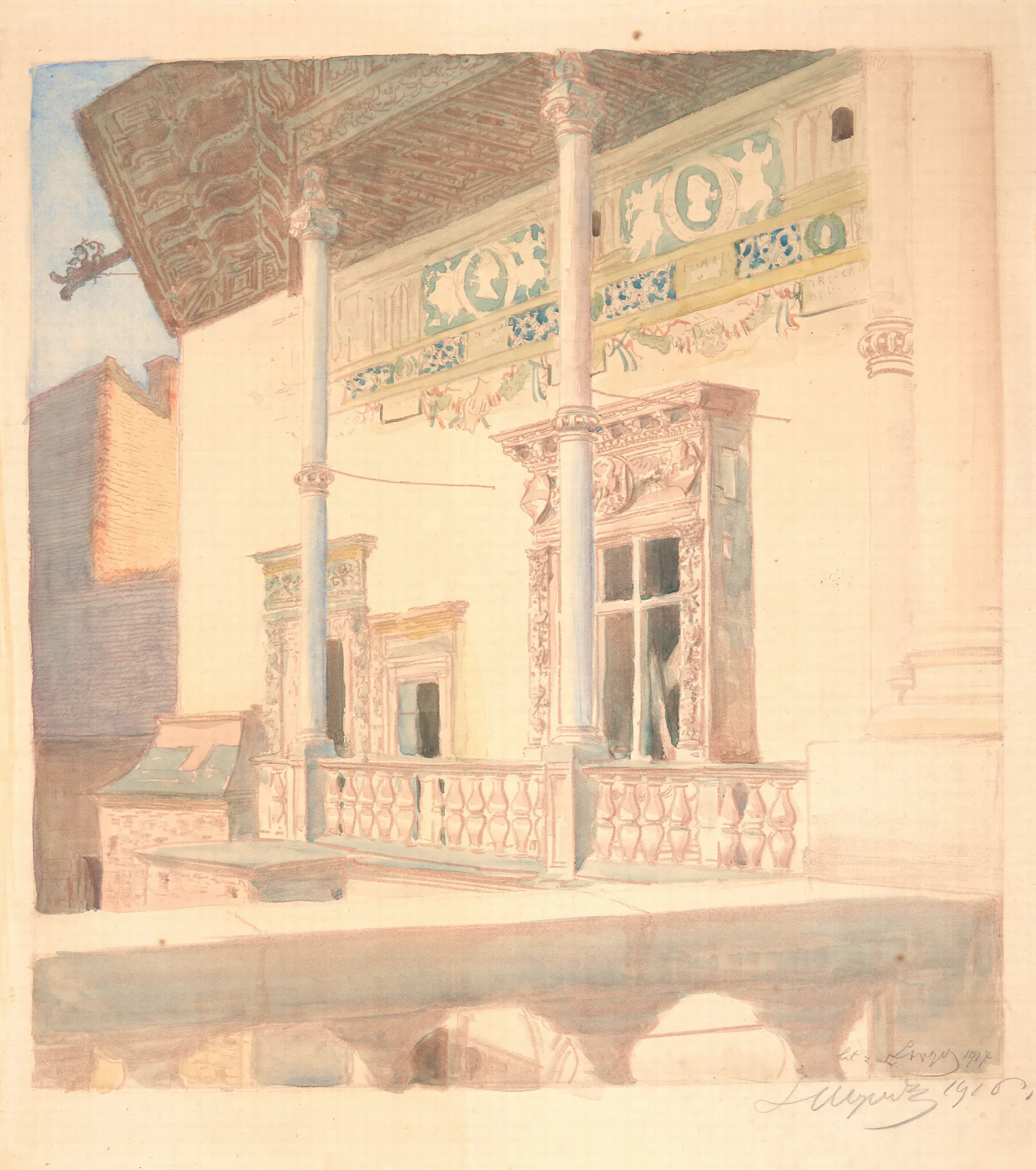 Bay Window In The Western Wing Of The Wawel Cloisters Wall Art by Leon Wyczółkowski - Canvas Print