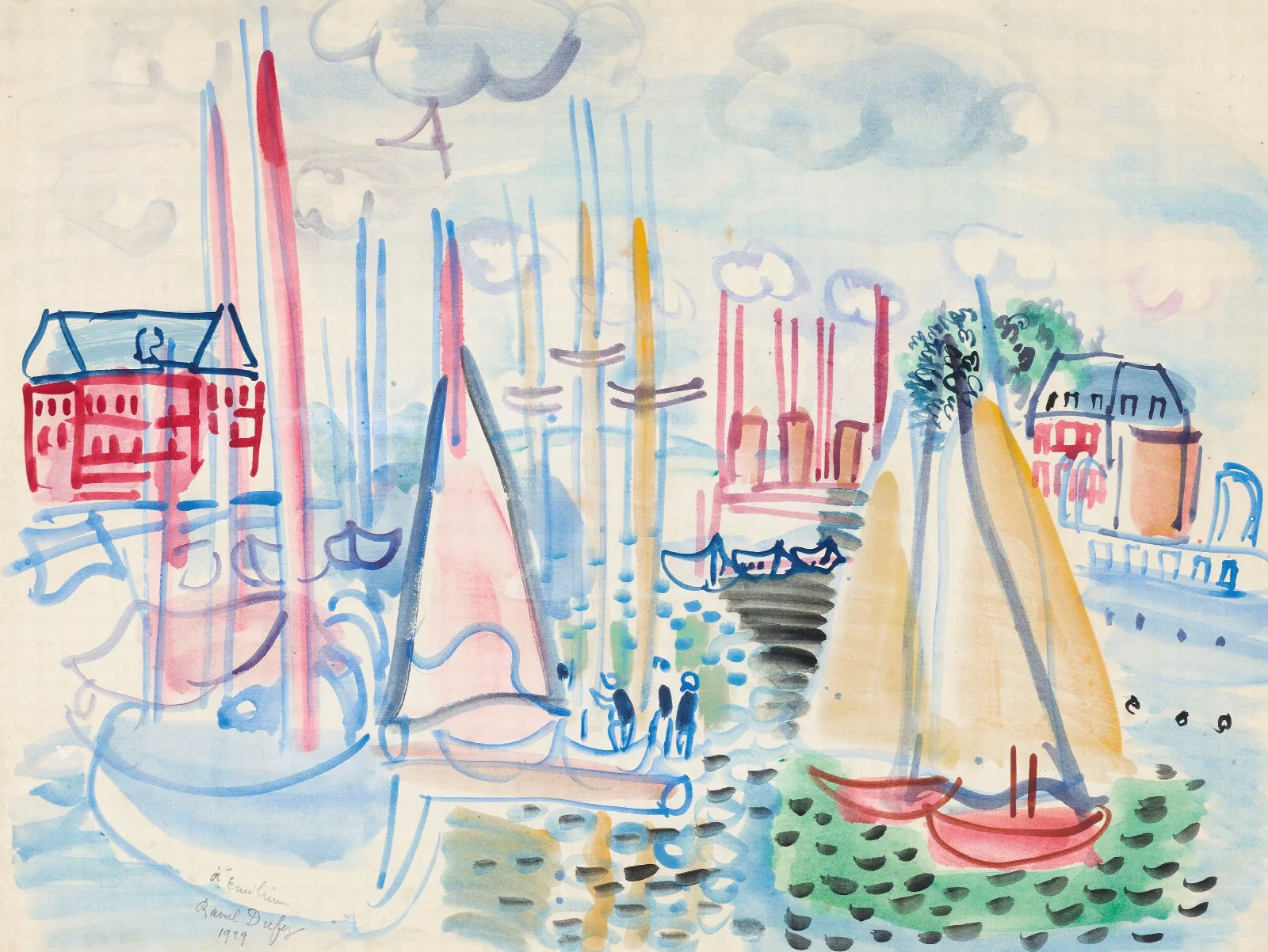 Voiliers Dans Le Port De Deauville Wall Art by Raoul Dufy - Canvas Print