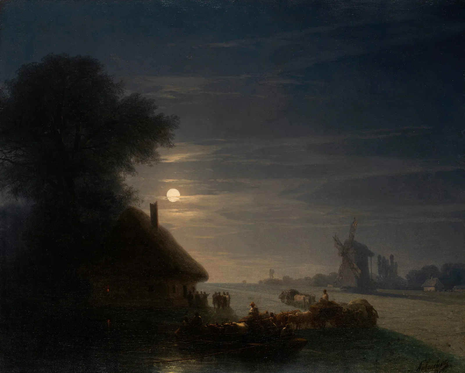 Ukrainian Landscape At Night 2 Wall Art by Ivan Konstantinovich Aivazovsky - Canvas Print