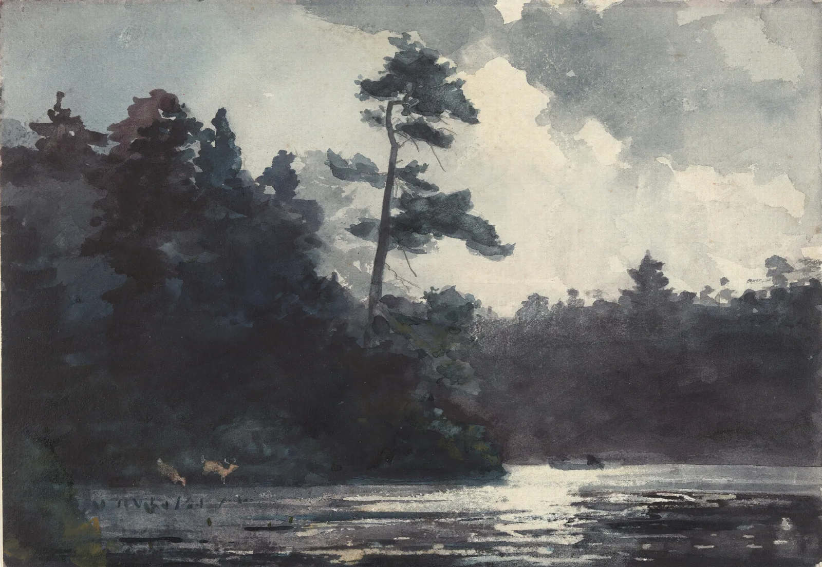 Adirondack Lake Wall Art by Winslow Homer - Canvas Print