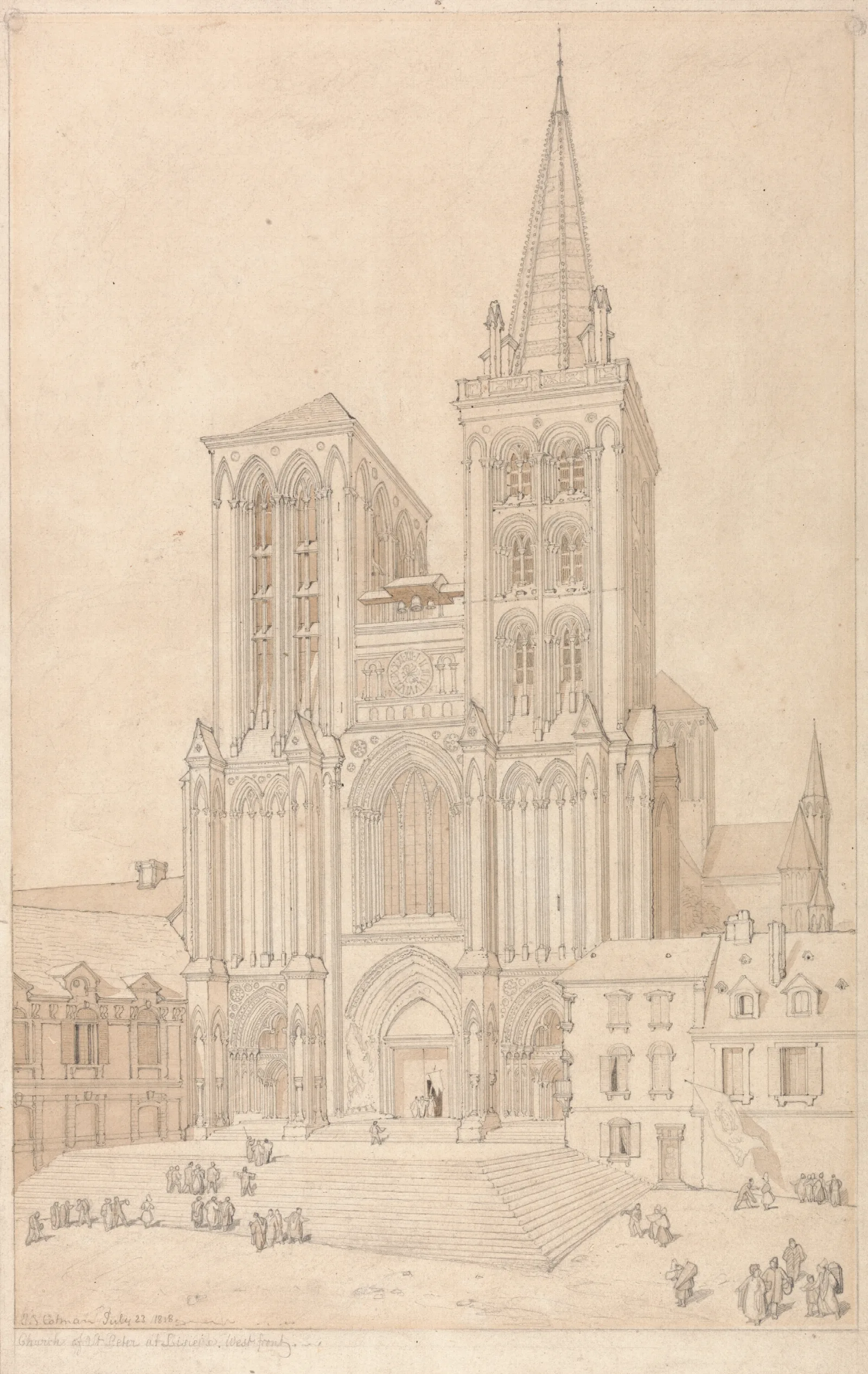St Peter At Lisieux Normandy West Front Wall Art by John Sell Cotman - Canvas Print